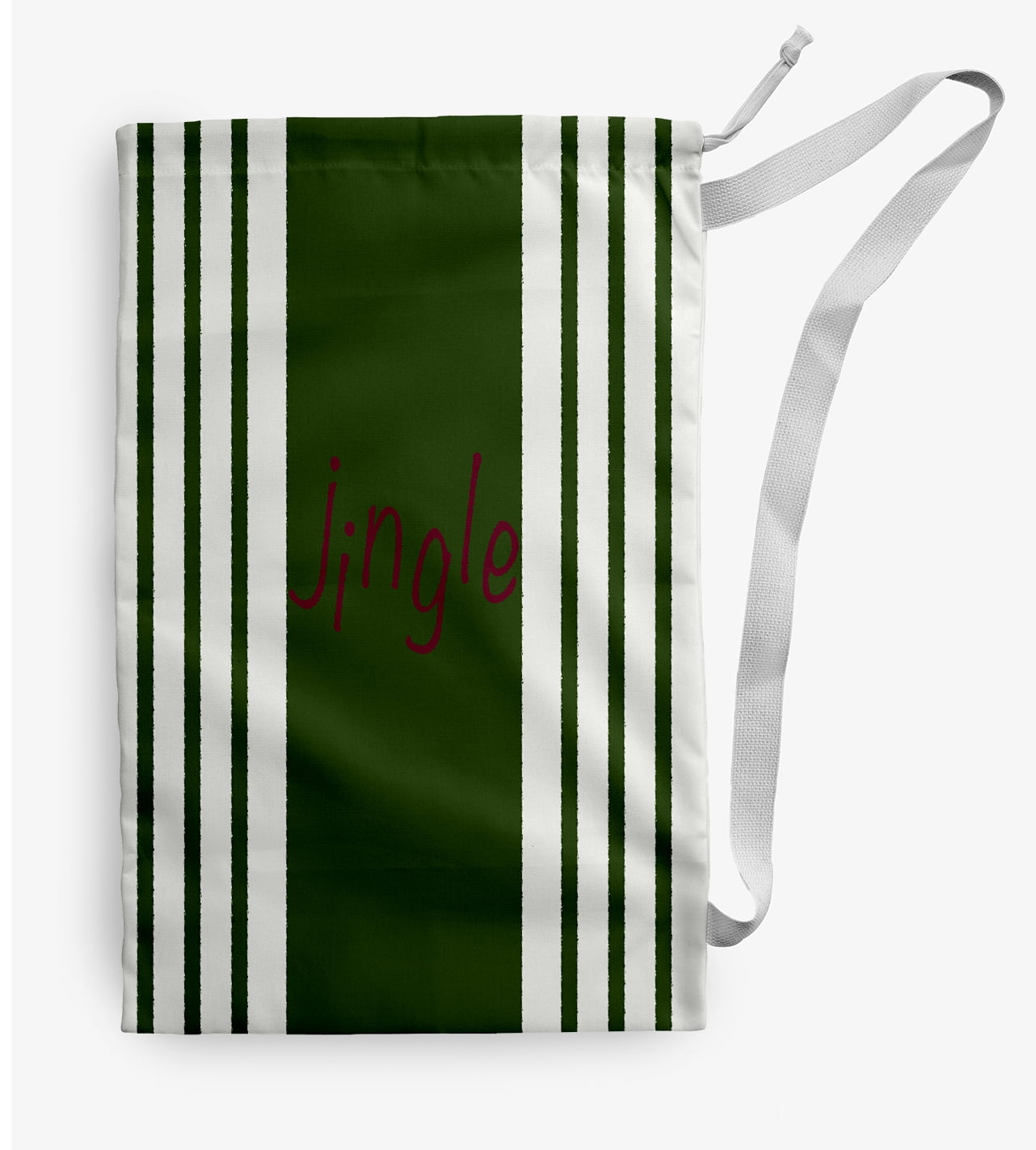 Simply Daisy Jingle on a Stripe 28 x 36 in Dark Green Laundry Bag