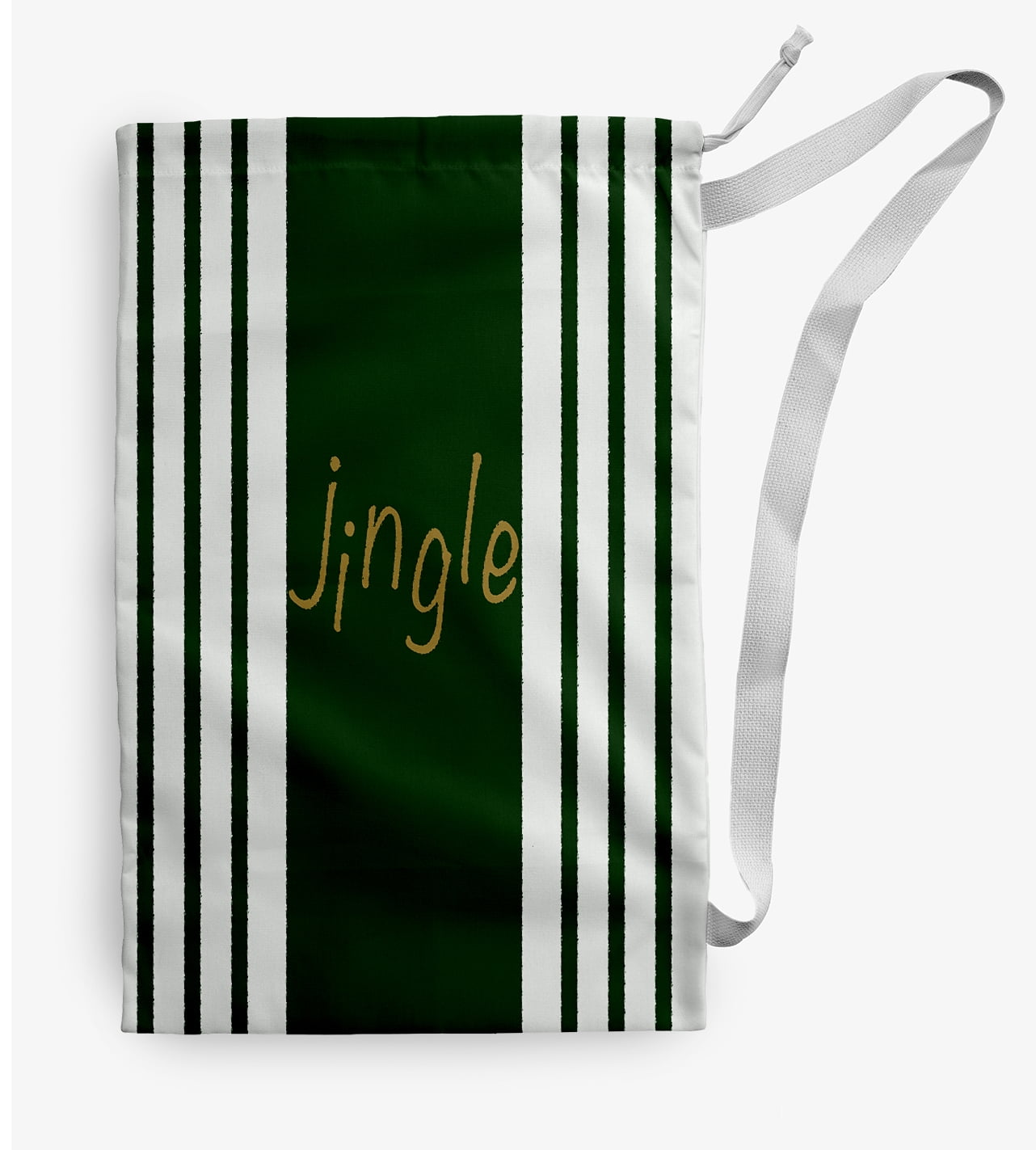 Simply Daisy Jingle on a Stripe 28 x 36 inch Evergreen Laundry Bag