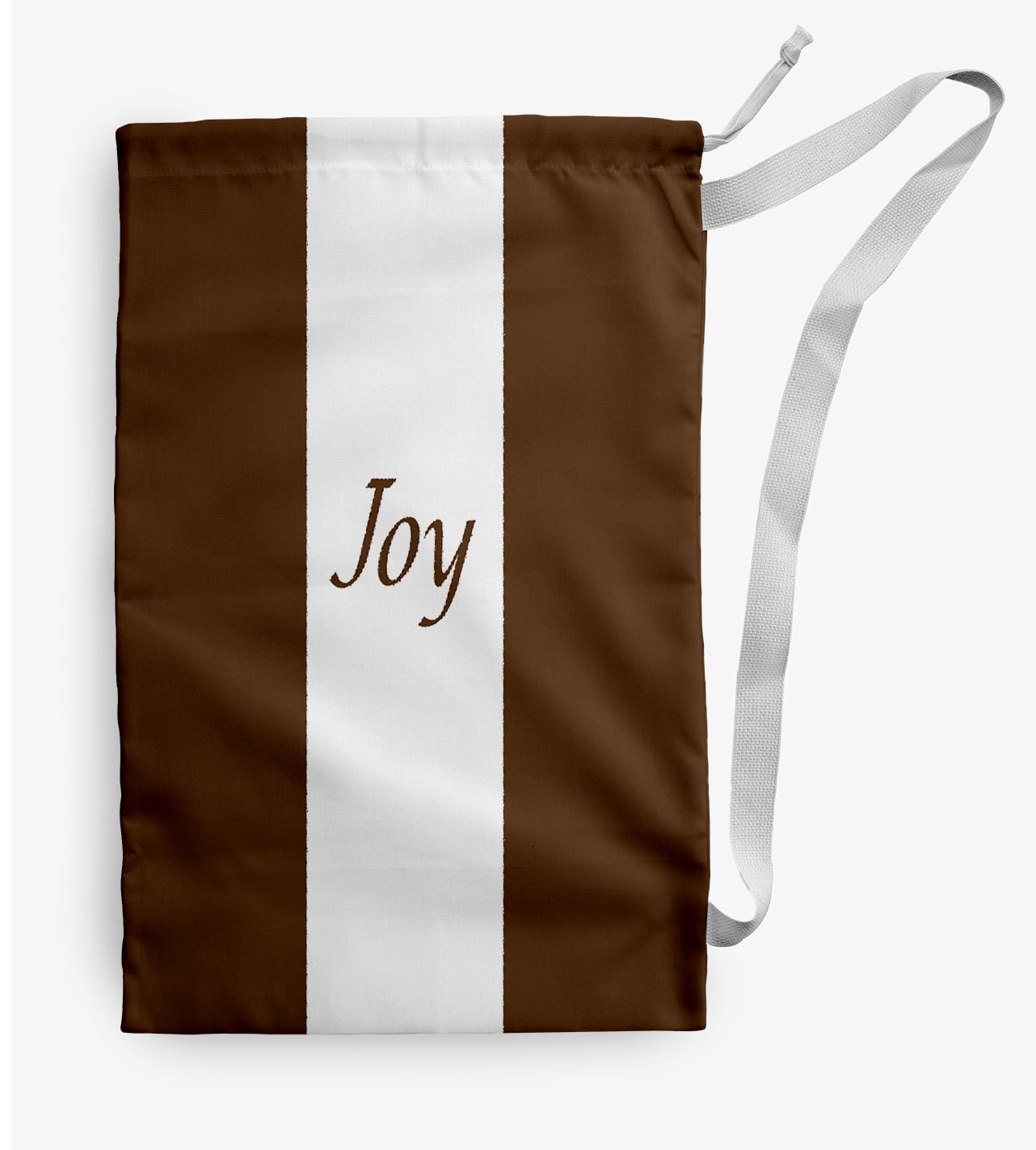 Simply Daisy Joy on a Stripe 18 x 29 inch Brown Laundry Bag