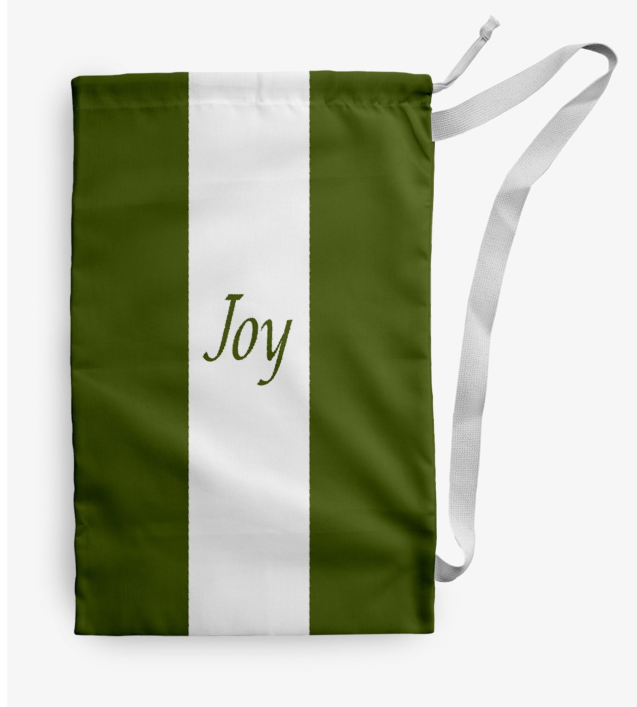 Simply Daisy Joy on a Stripe 18 x 29 inch Fern Green Laundry Bag