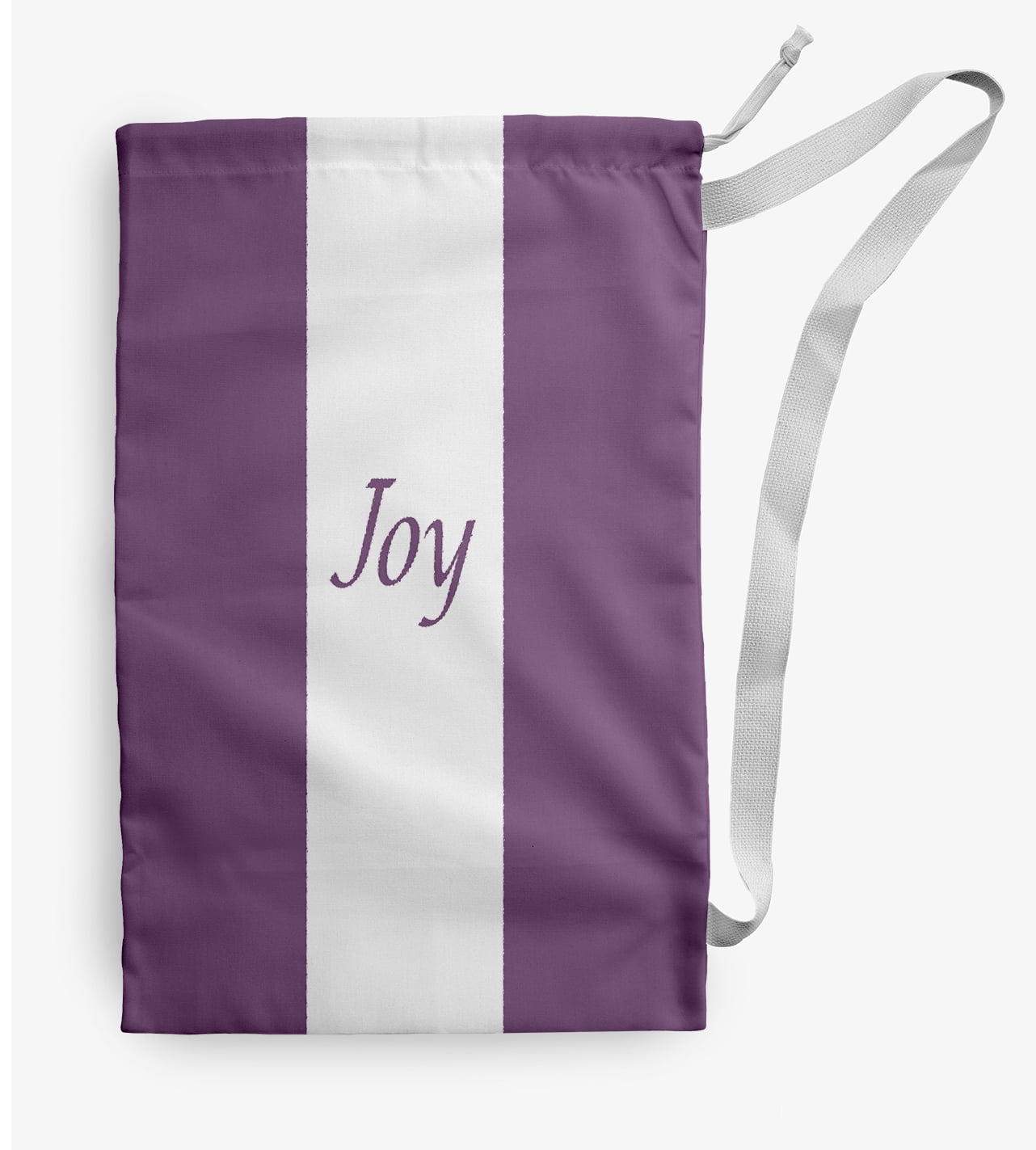 Simply Daisy Joy on a Stripe 18 x 29 inch Lavender Laundry Bag