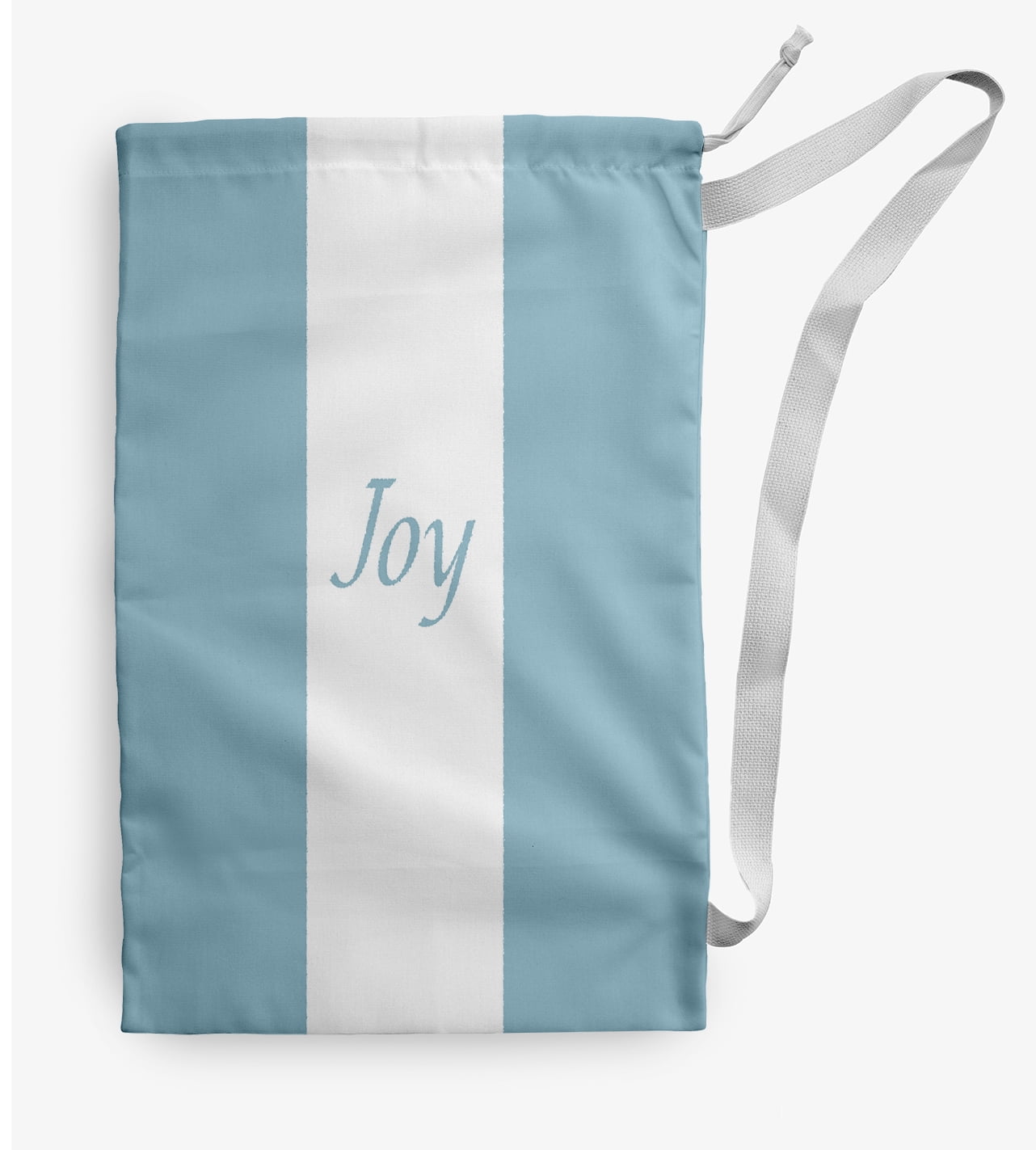 Simply Daisy Joy on a Stripe 28 x 36 inch Blue Laundry Bag