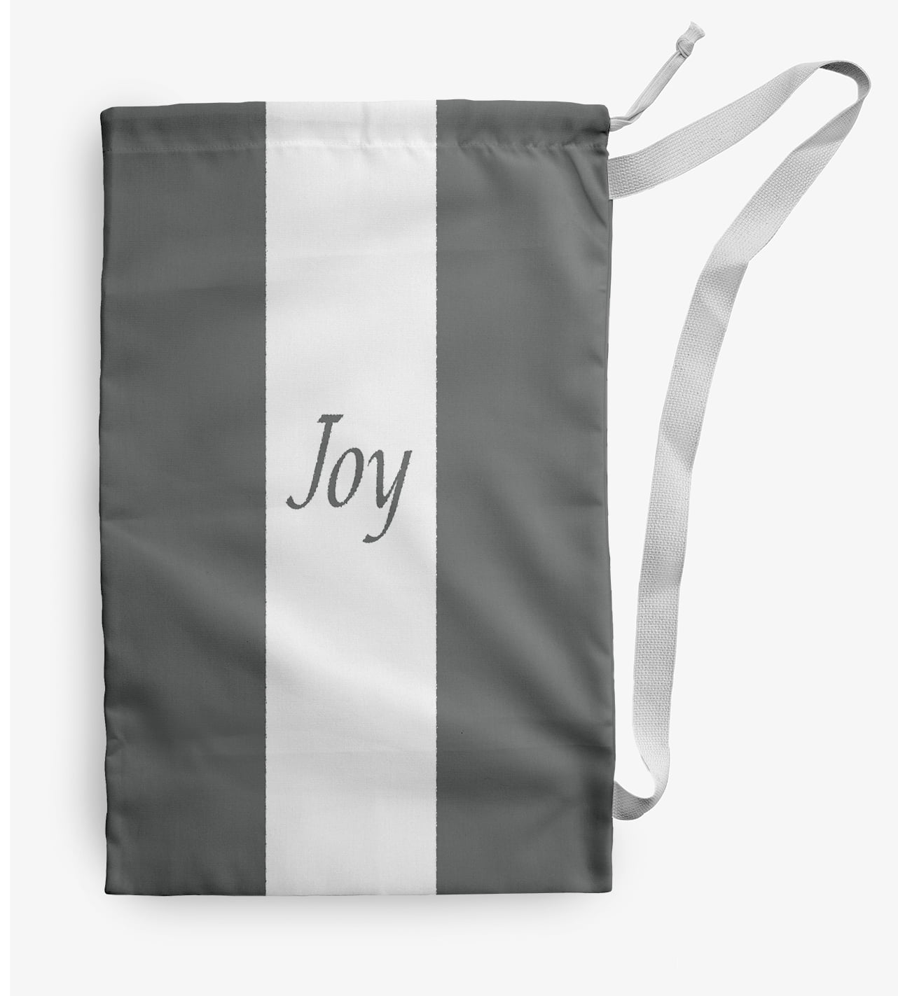 Simply Daisy Joy on a Stripe 28 x 36 inch Gray Laundry Bag