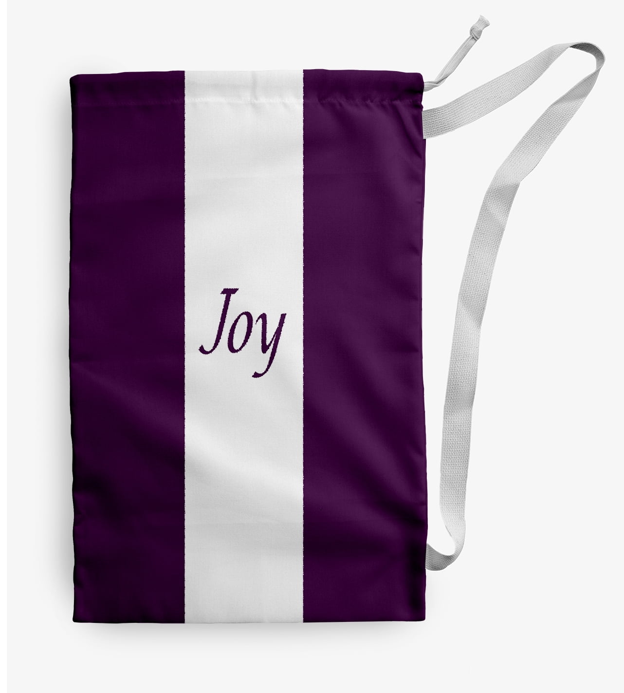 Simply Daisy Joy on a Stripe 28 x 36 inch Purple Laundry Bag