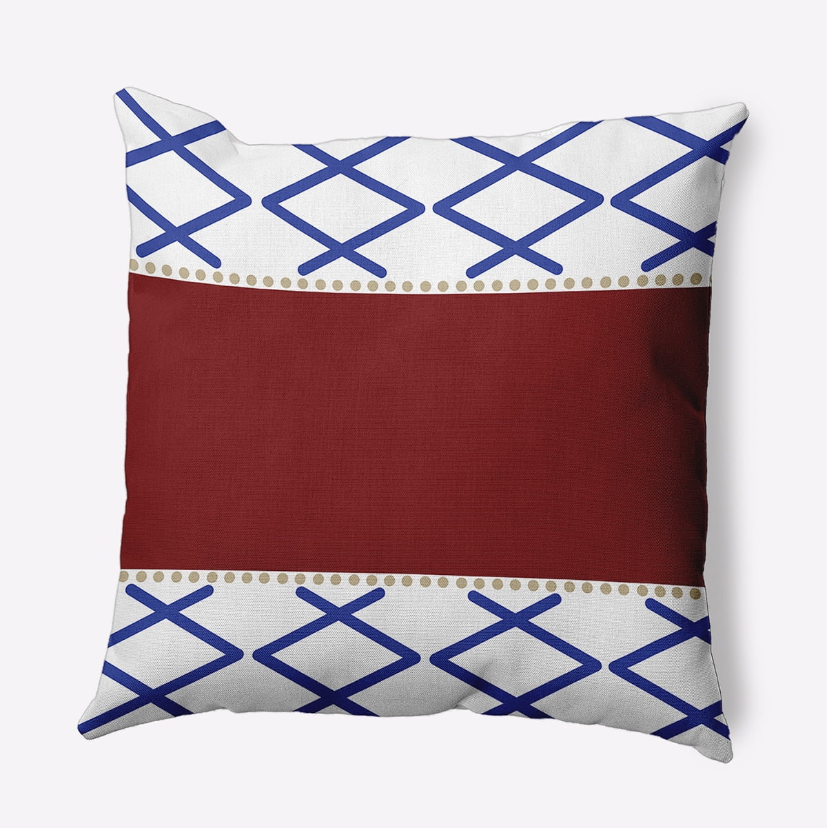 16" x 16" Red and Blue Geometric Polyester Square Throw Pillow