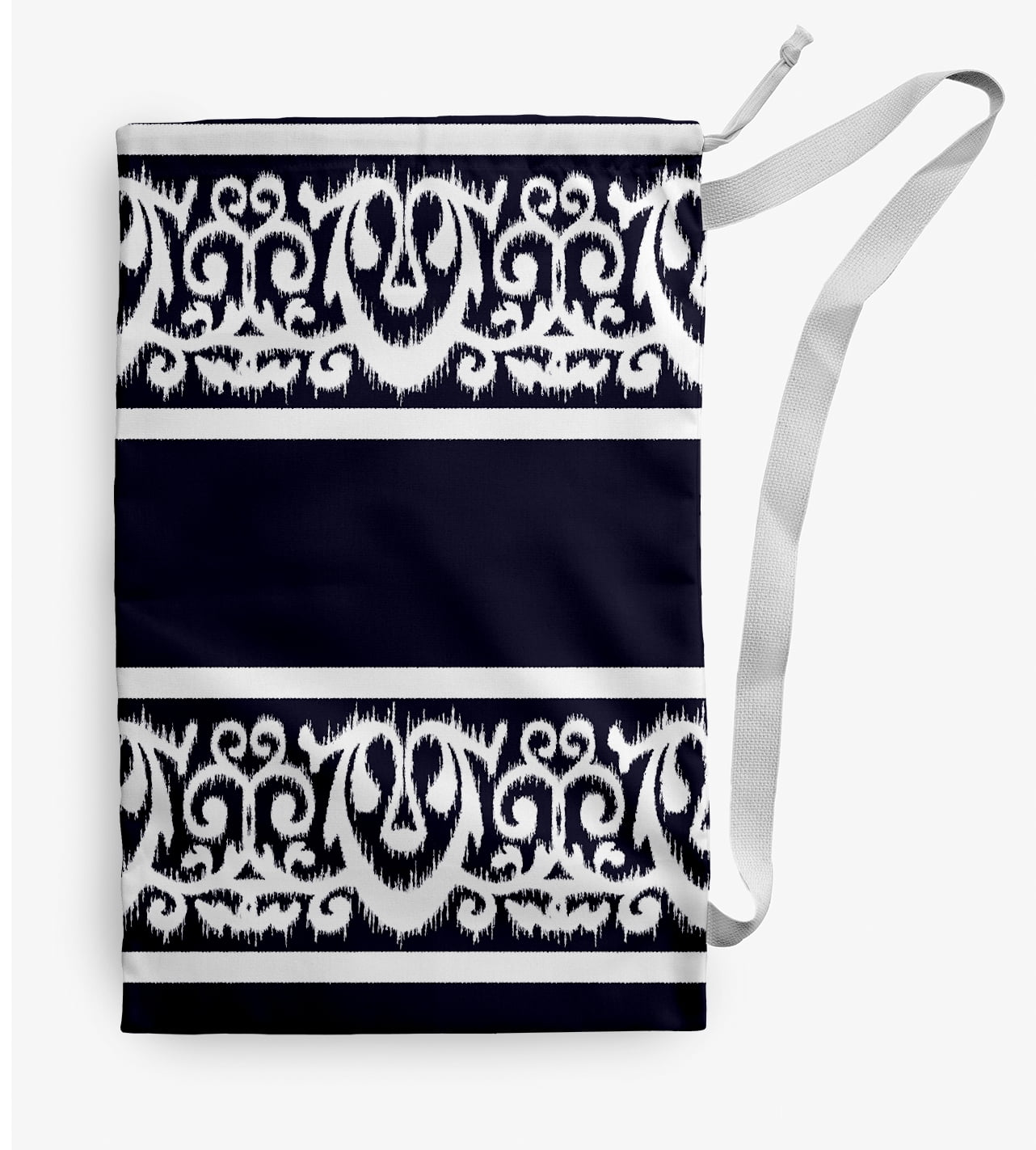 Simply Daisy Lacy Stripe 28 x 36 in Navy Laundry Bag