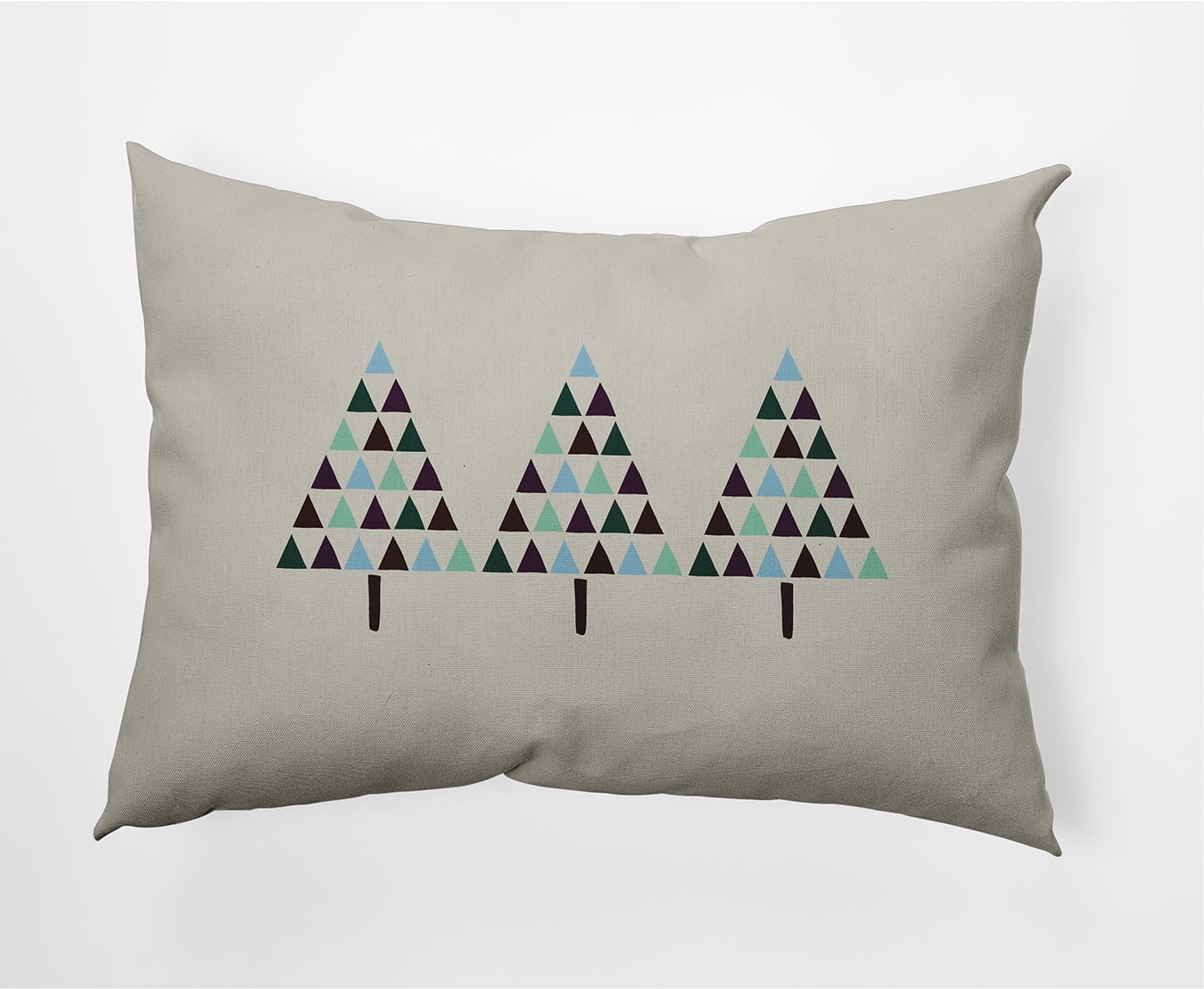Simply Daisy Latte Colored Triangle Trees Christmas Soft Spun Polyester Indoor/Outdoor Throw Pillow, 14" x 20"