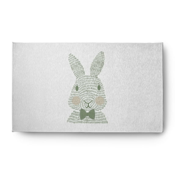 Simply Daisy Laurel Tree Green Monochrome Bunny Easter Area Rug, 3' x 5'
