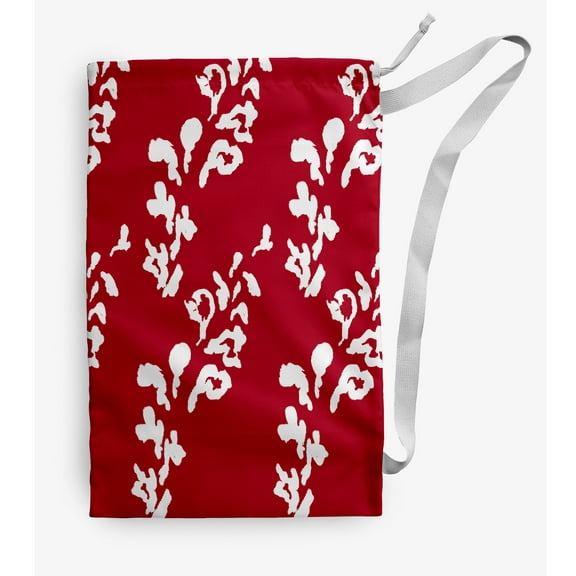 Simply Daisy Leaf Print 18 x 29 in Red Laundry Bag
