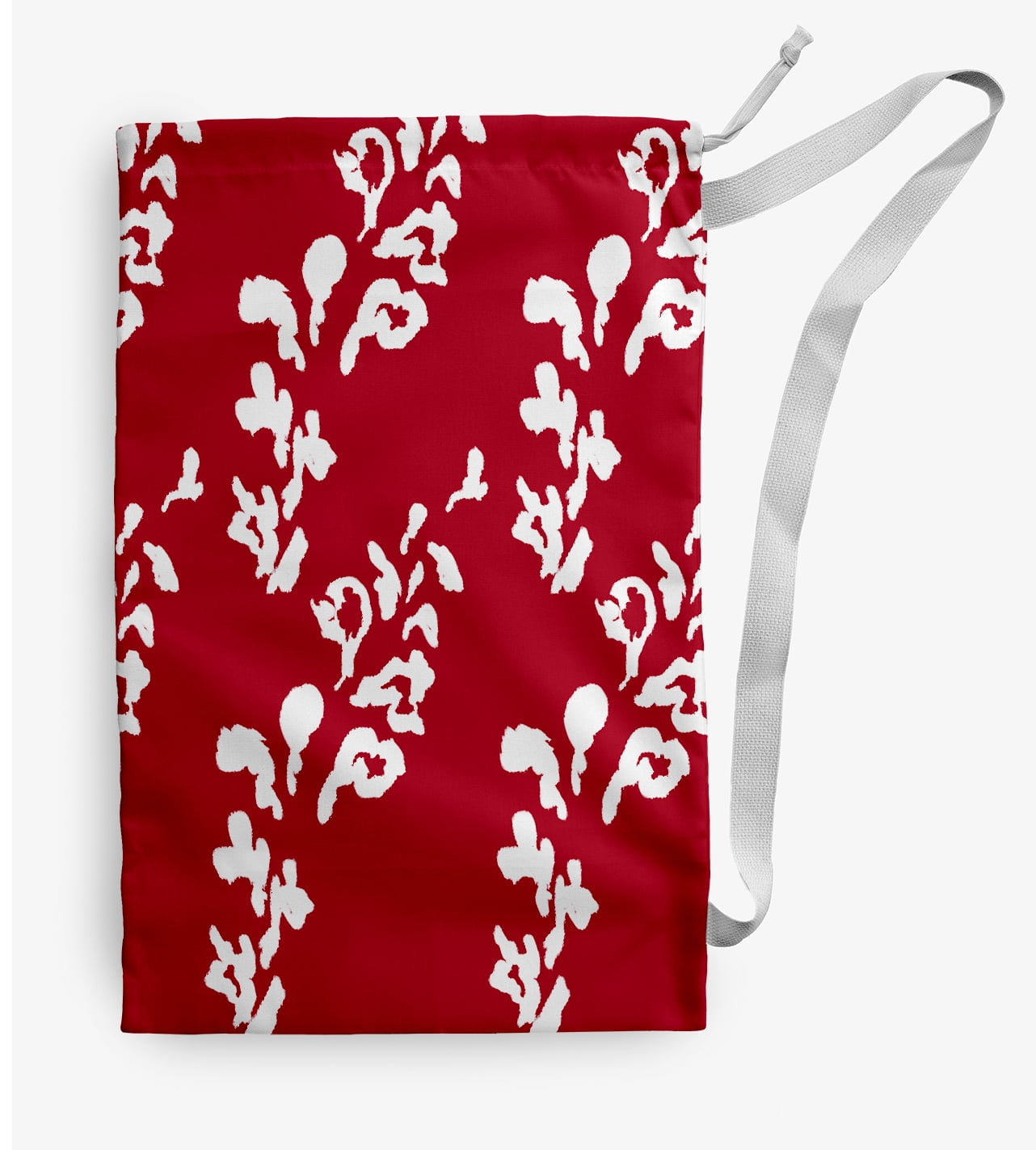 Simply Daisy Leaf Print 28 x 36 in Red Laundry Bag