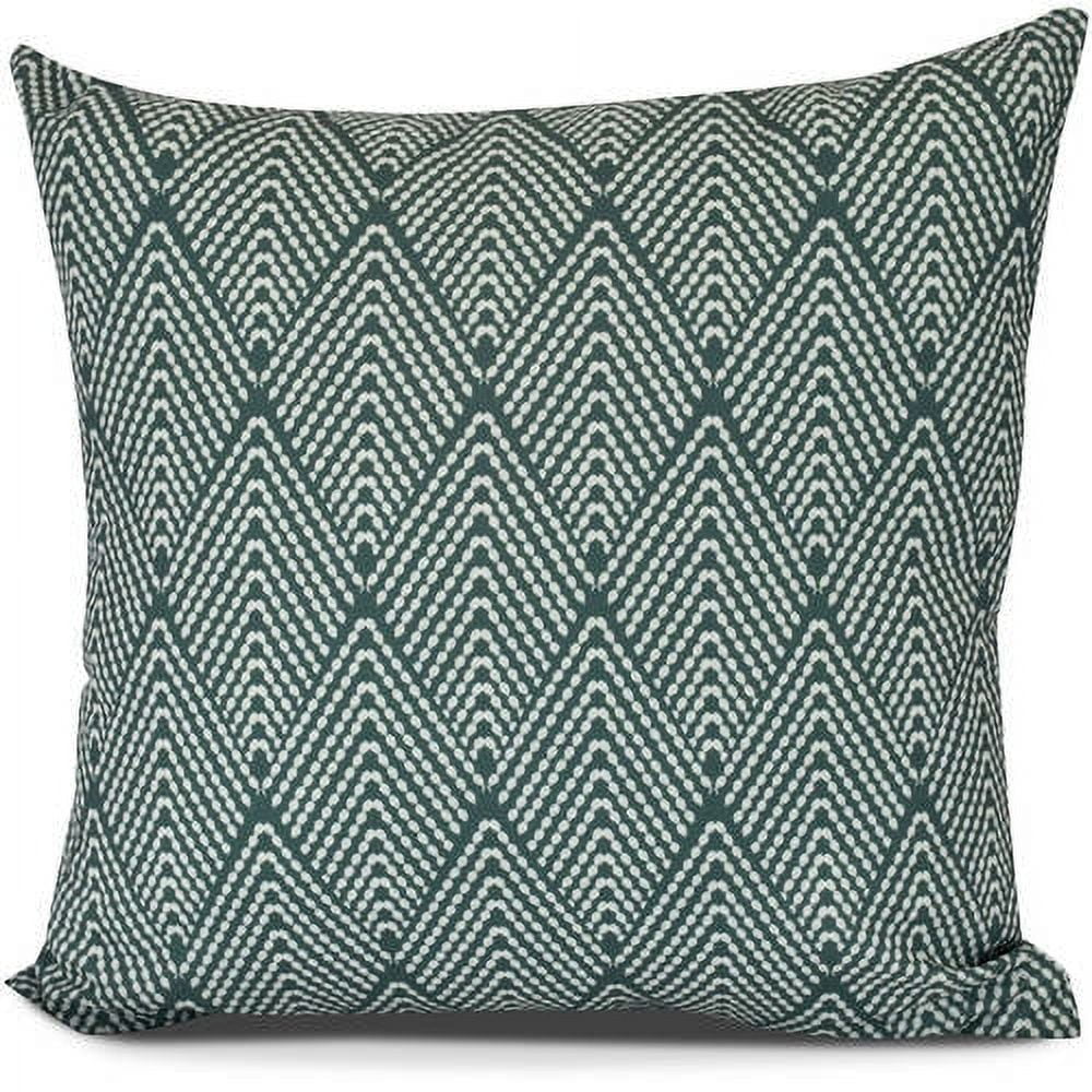 Green and White Geometric Print Outdoor Pillow, 16" x 16"
