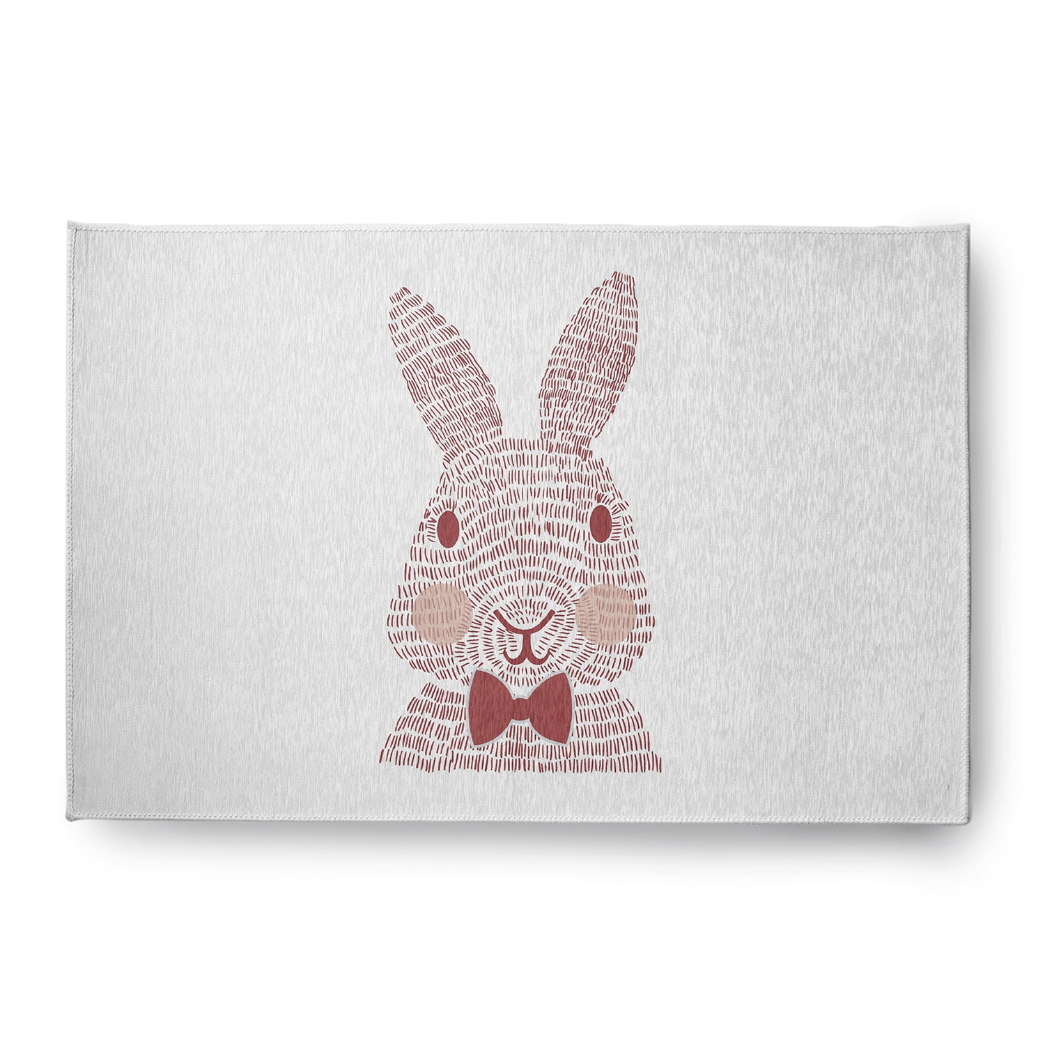 Simply Daisy Ligonberry Red Monochrome Bunny Easter Area Rug, 4' x 6'