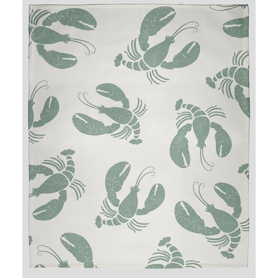 Simply Daisy Lobster Fest Fleece Throw Blanket, Sage, Small Throw