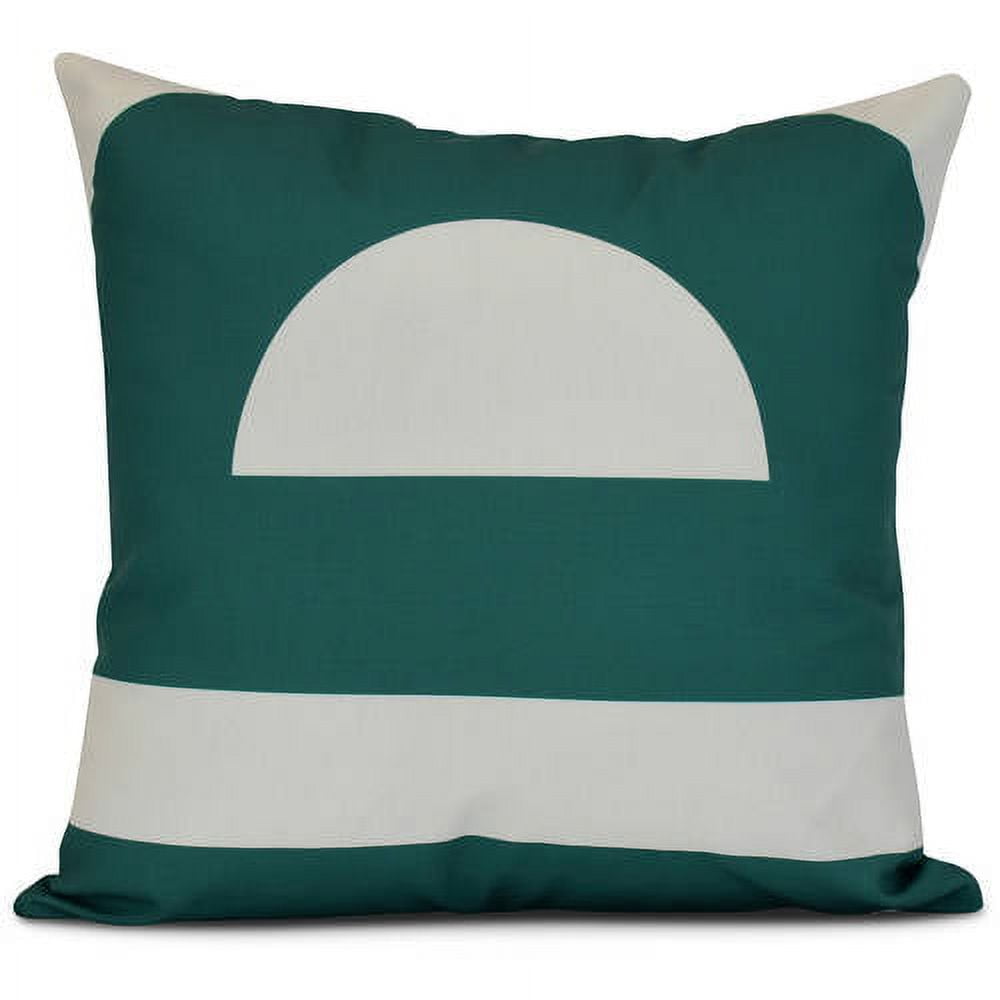 Green and White Geometric Square Throw Pillow