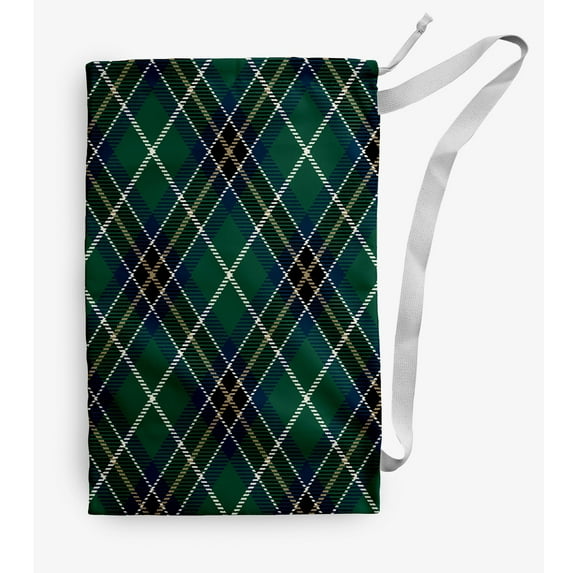 Simply Daisy Mad for Plaid 28 x 36 in Green Laundry Bag