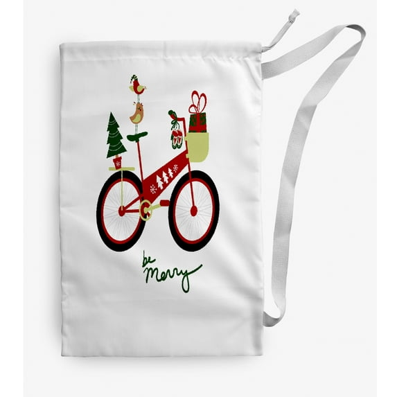 Simply Daisy Merry Bird Bike 18 x 29 in Red Laundry Bag