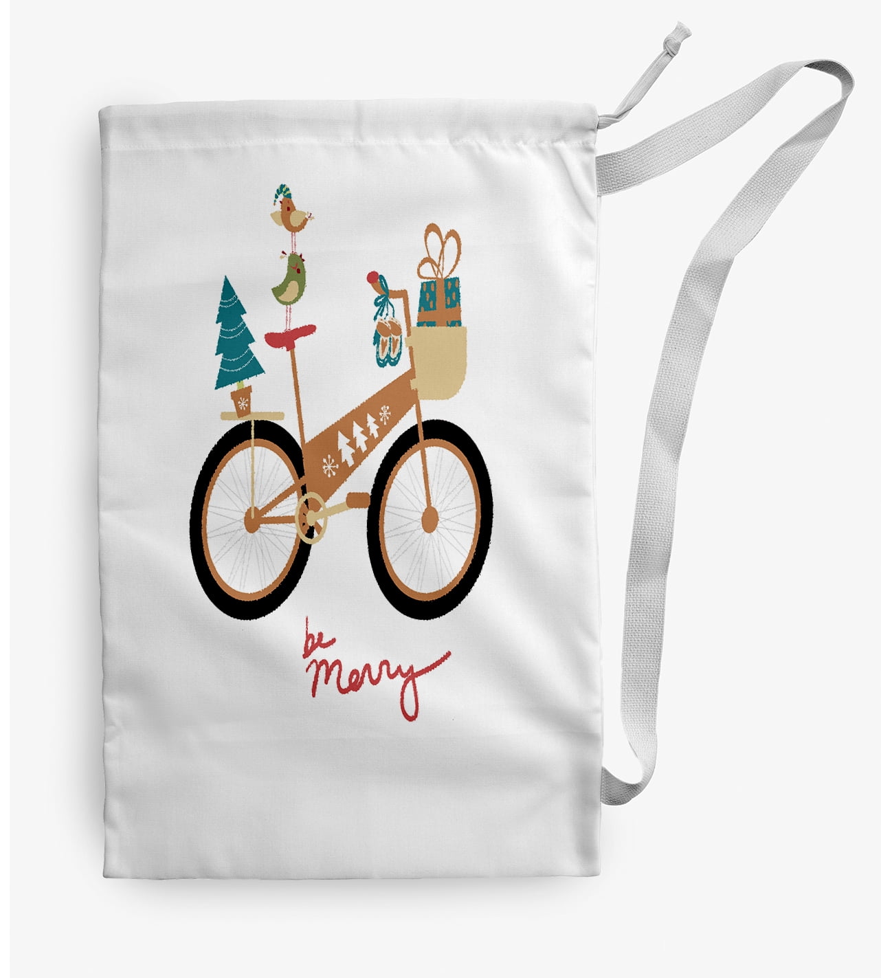 Simply Daisy Merry Bird Bike 28 x 36 in Brown Laundry Bag