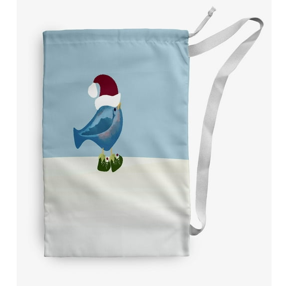 Simply Daisy Merry Christmas Bird 28 x 36 in Icicle Laundry Bag