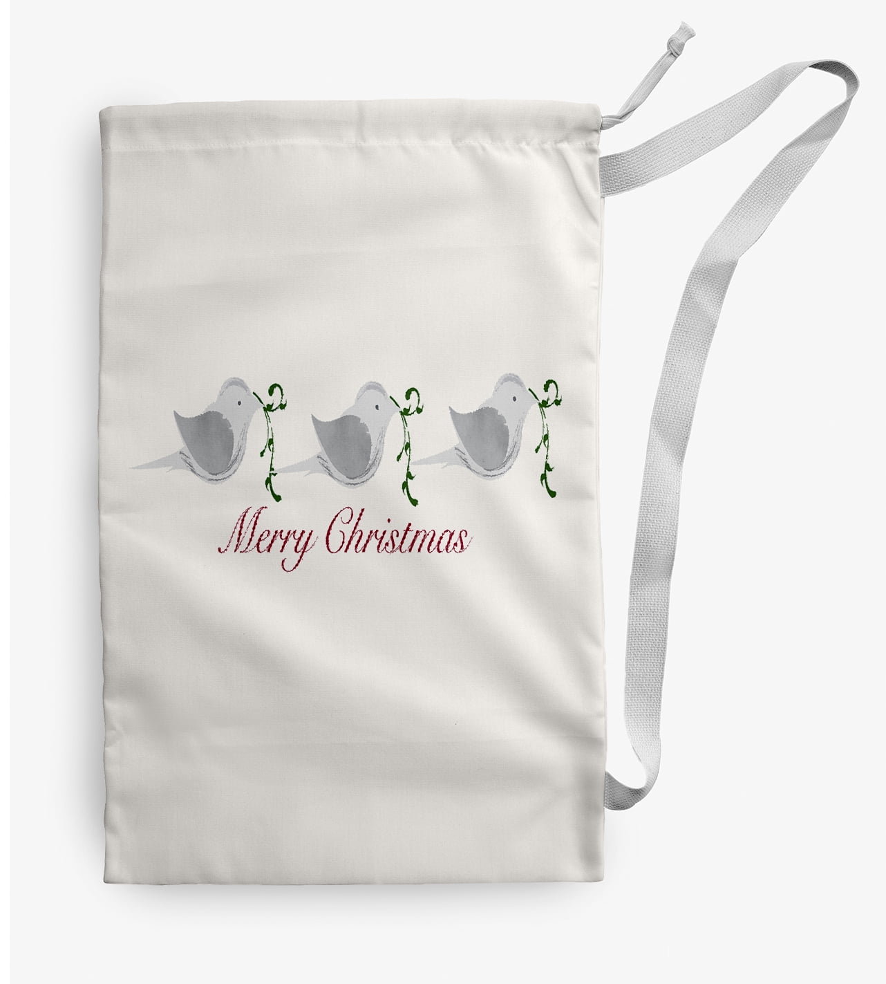 Simply Daisy Merry Christmas Birds 18 x 29 inch Gray Laundry Bag
