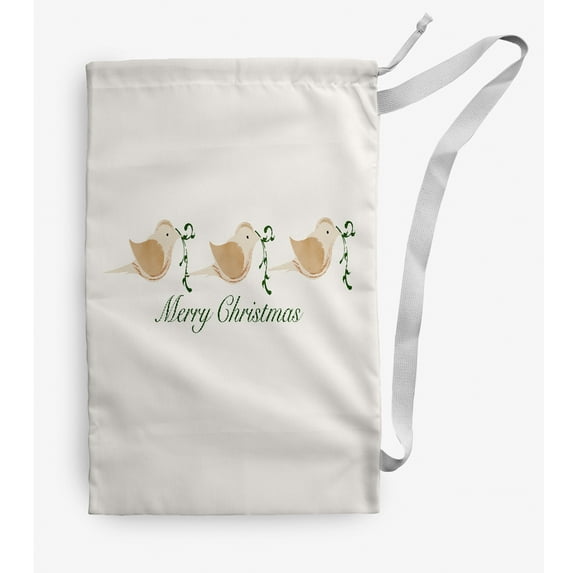Simply Daisy Merry Christmas Birds 18 x 29 inch Taupe Laundry Bag