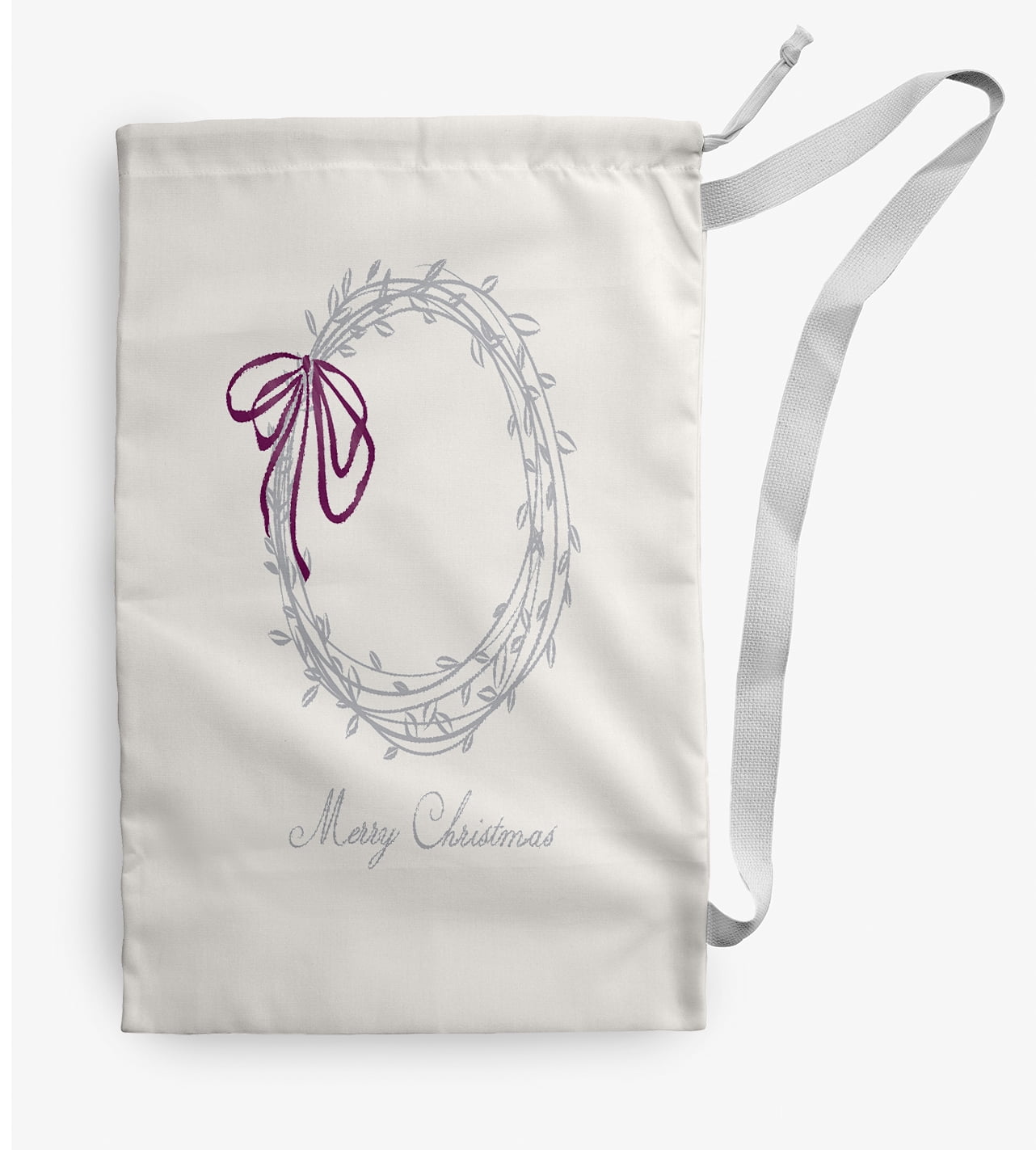 Simply Daisy Merry Christmas Wreath 18 x 29 in Gray Laundry Bag