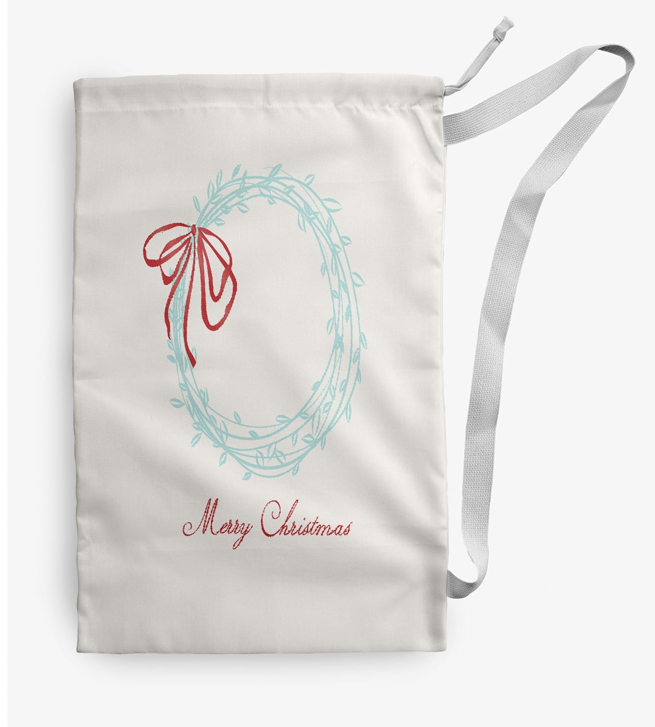 Simply Daisy Merry Christmas Wreath 18 x 29 inch Blue Laundry Bag
