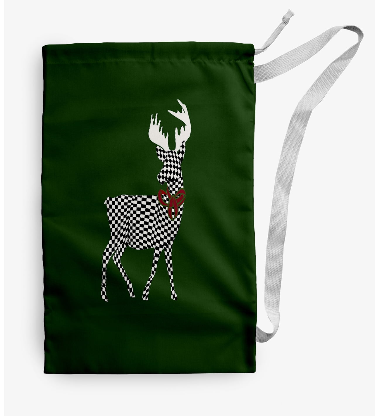 Simply Daisy Merry Deer 28 x 36 in Green Laundry Bag