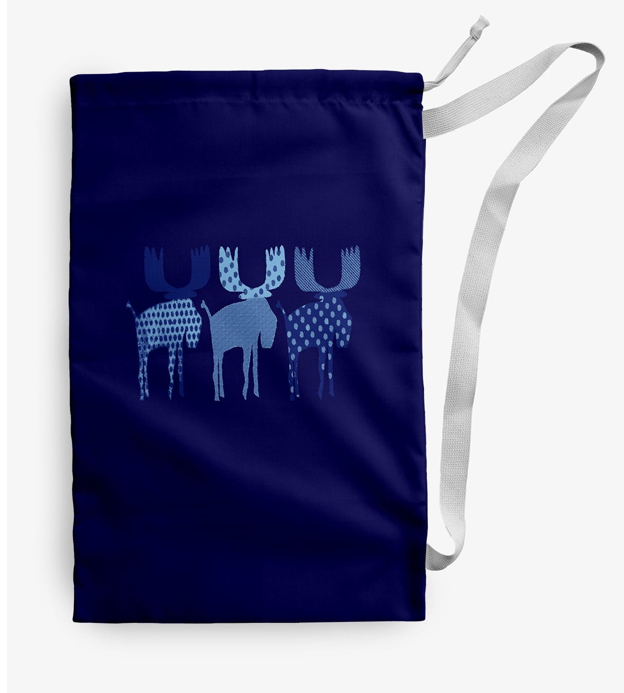 Simply Daisy Merry Moose 28 x 36 in Navy Laundry Bag