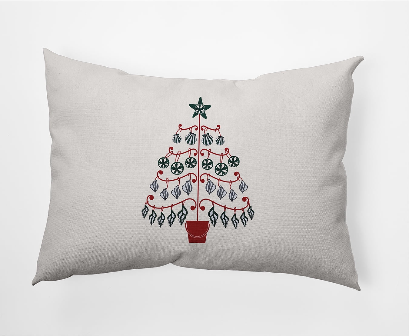 Simply Daisy Merry Red Colored Beach Tree Christmas Soft Spun Polyester Decorative Throw Pillow, 14" x 20"