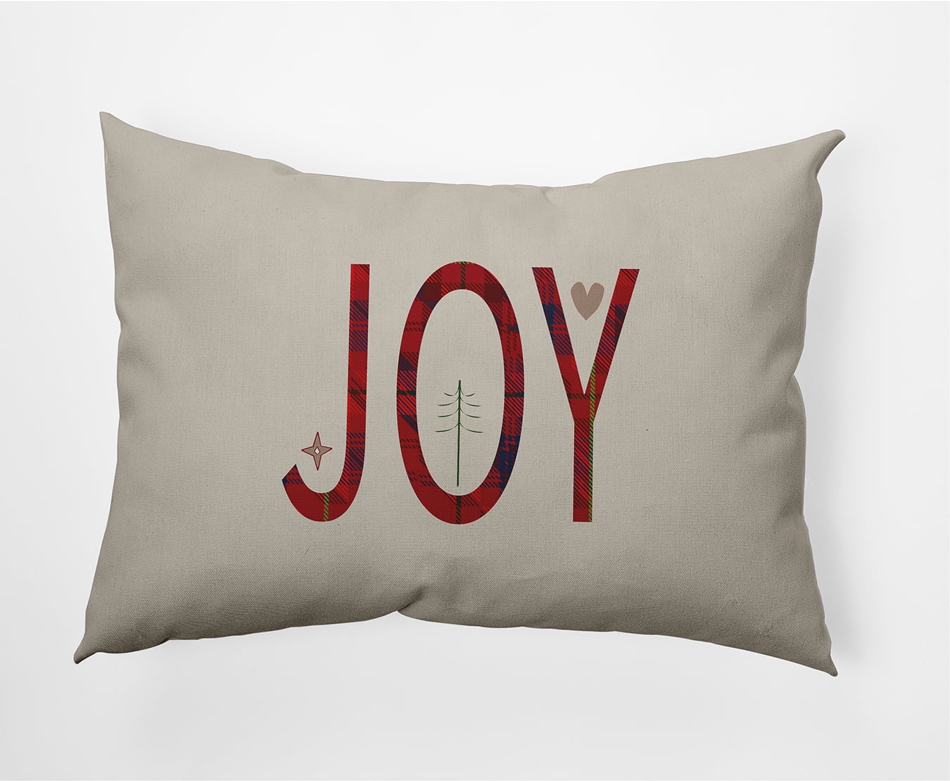 Simply Daisy Merry Red Colored Joy Filled Season Christmas Soft Spun Polyester Indoor/Outdoor Throw Pillow, 14" x 20"