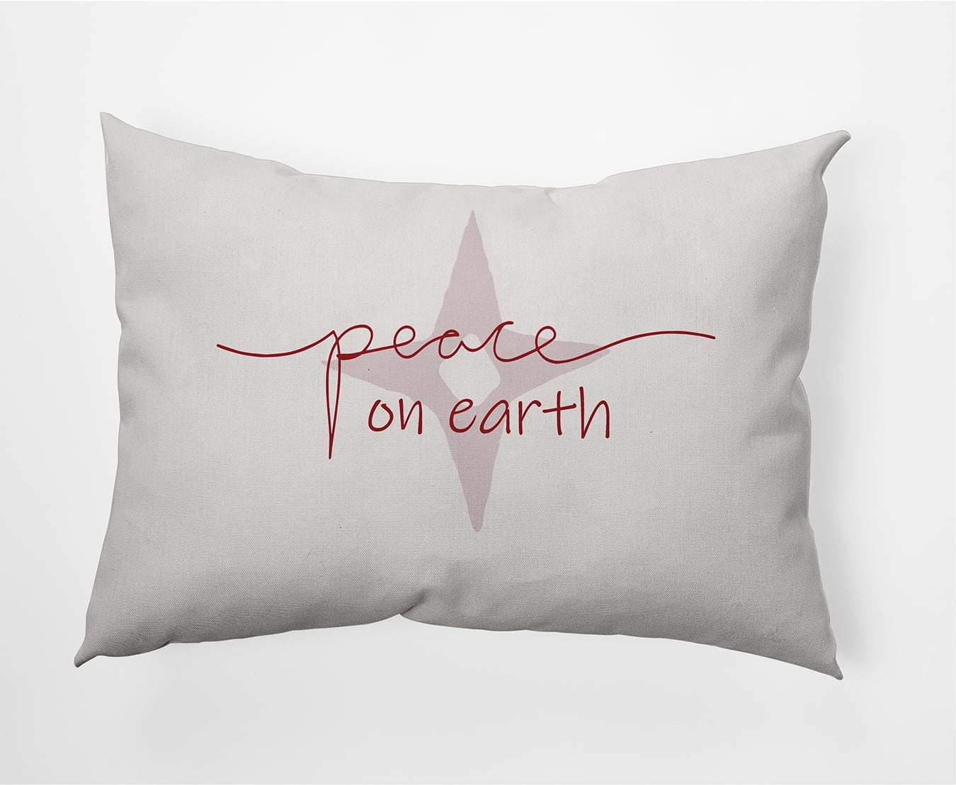 Simply Daisy Merry Red Colored Peace on Earth Christmas Soft Spun Polyester Decorative Throw Pillow, 14" x 20"