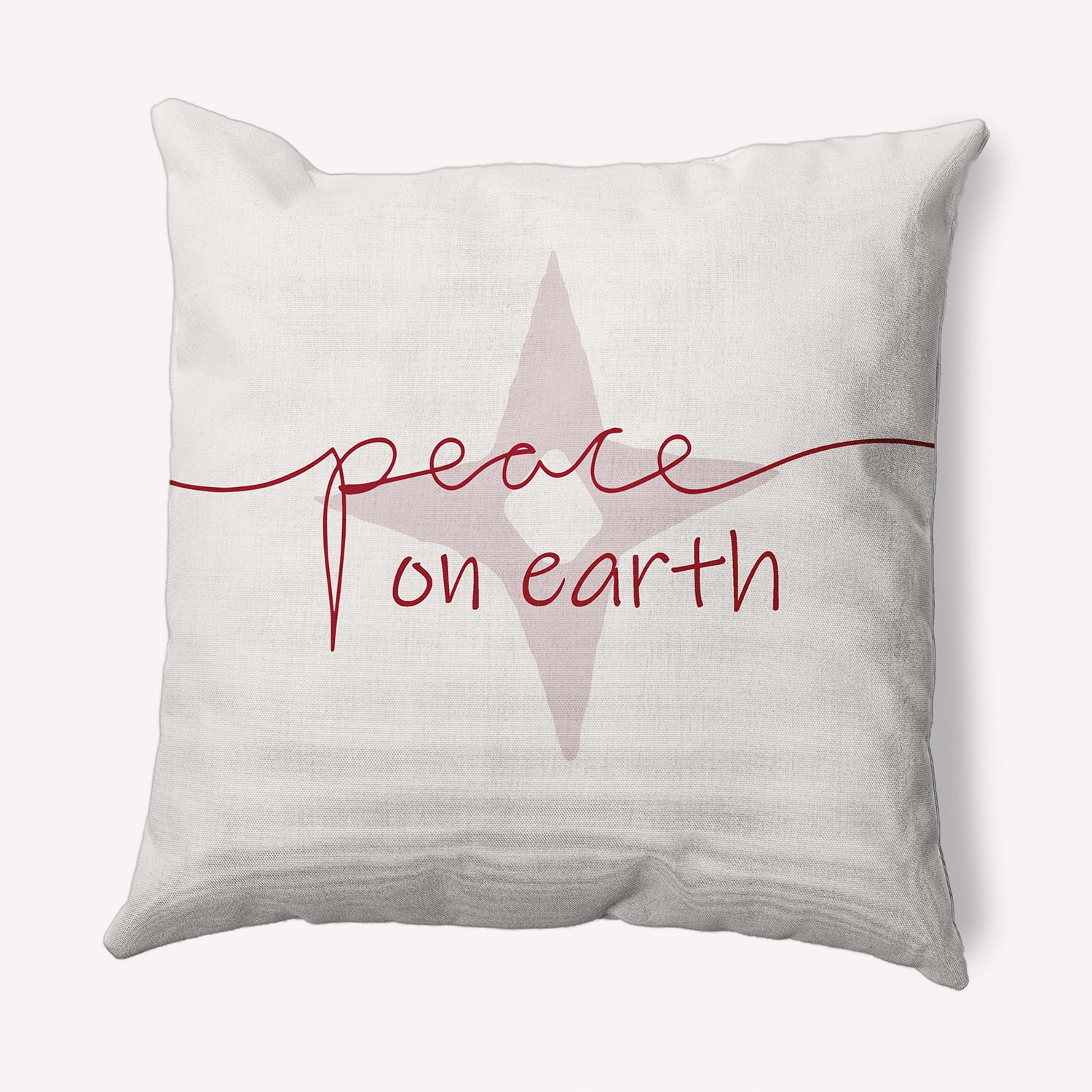 Simply Daisy Merry Red Colored Peace on Earth Christmas Soft Spun Polyester Decorative Throw Pillow, 20" x 20"