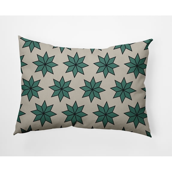 Simply Daisy Mint Colored Christmas Stars Christmas Soft Spun Polyester Decorative Throw Pillow, 14" x 20"
