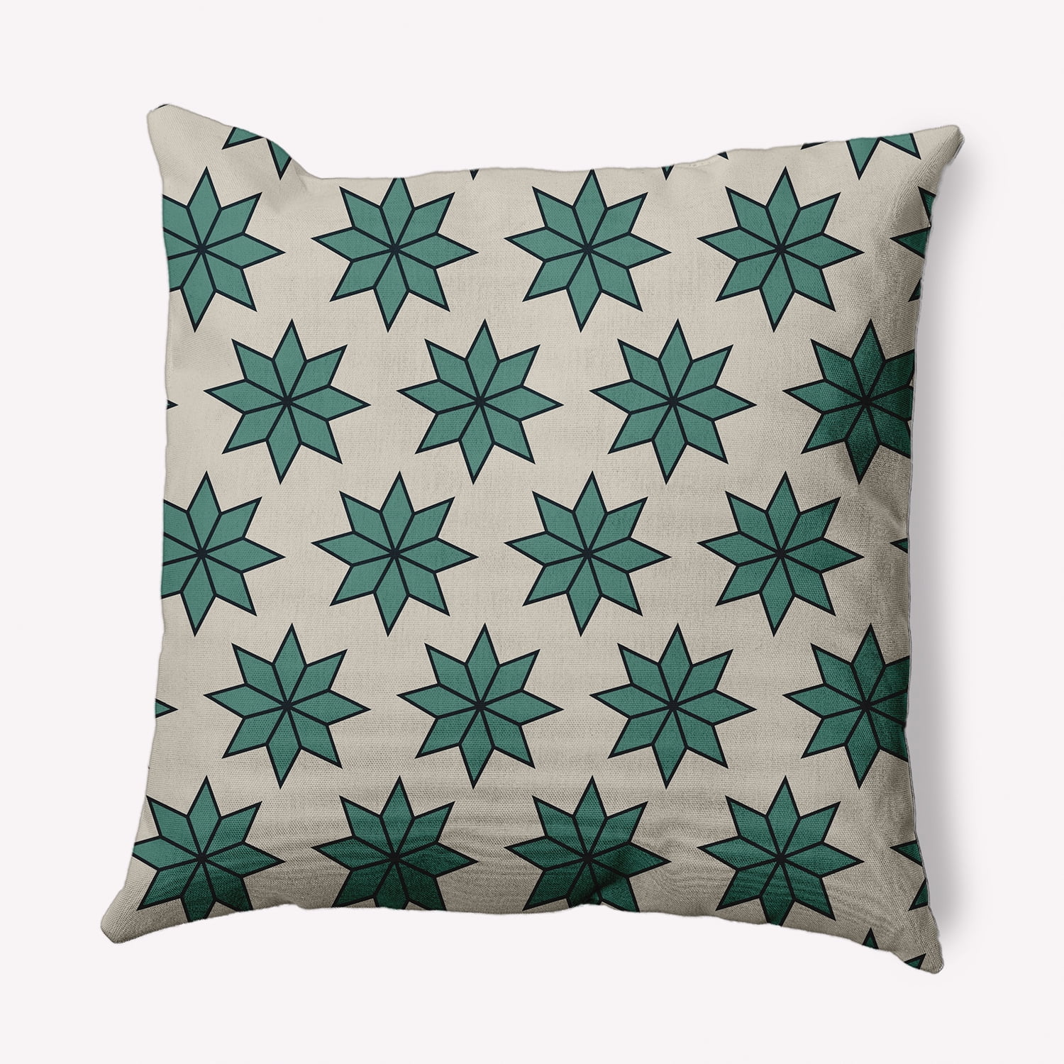 Simply Daisy Mint Colored Christmas Stars Christmas Soft Spun Polyester Decorative Throw Pillow, 26" x 26"