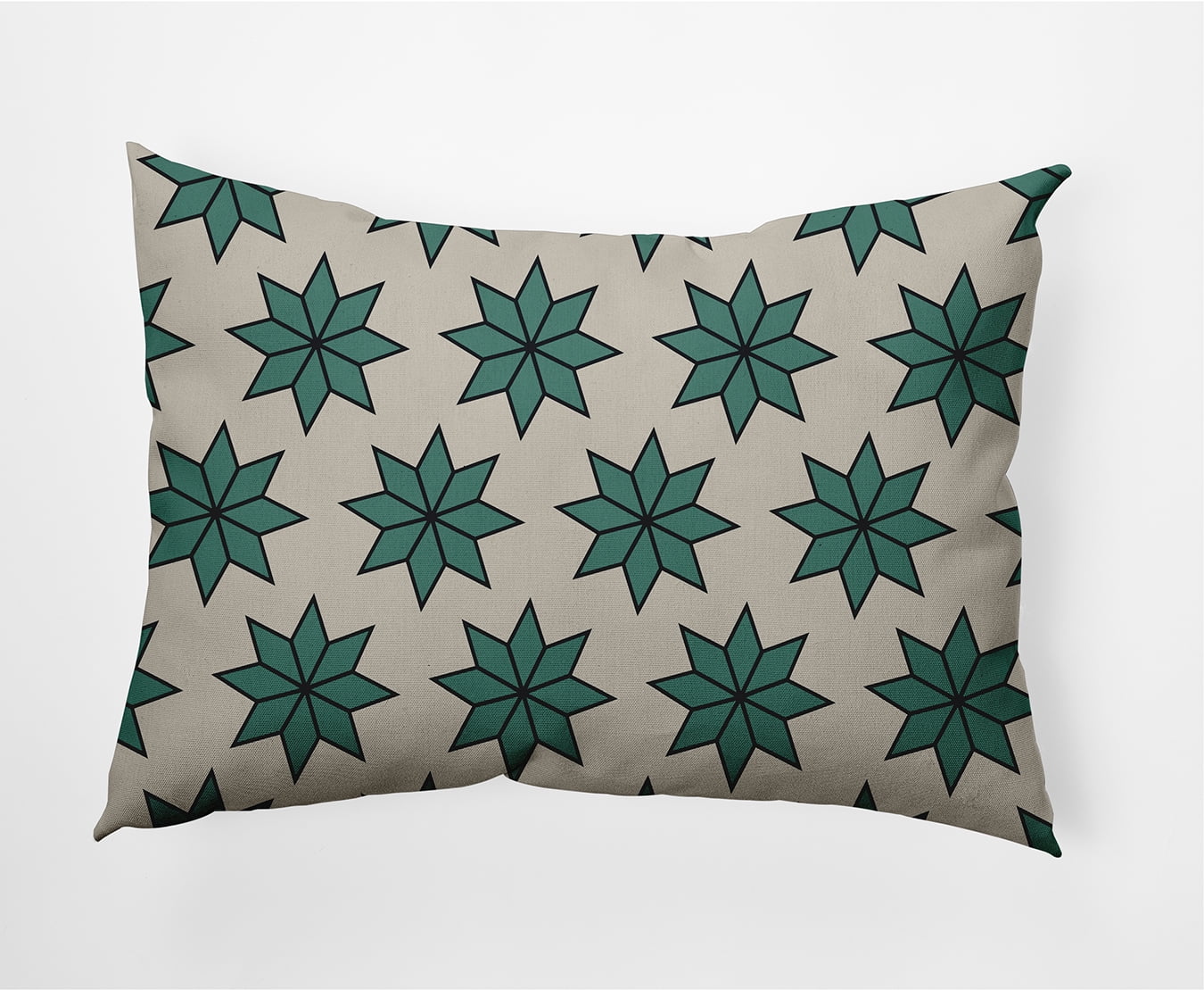 Simply Daisy Mint Colored Christmas Stars Christmas Soft Spun Polyester Indoor/Outdoor Throw Pillow, 14" x 20"