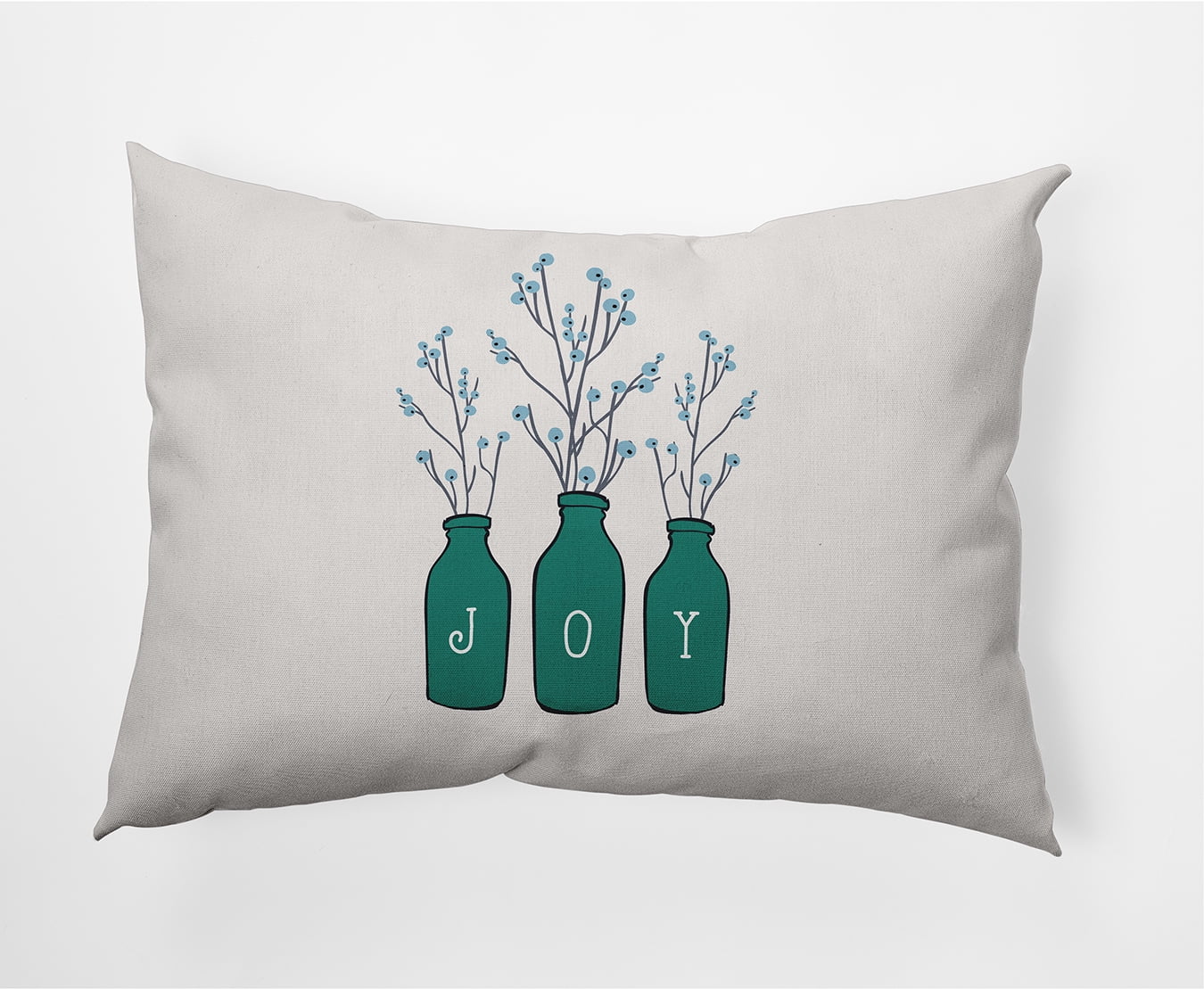 Simply Daisy Mint Colored Joy Christmas Soft Spun Polyester Decorative Throw Pillow, 14" x 20"