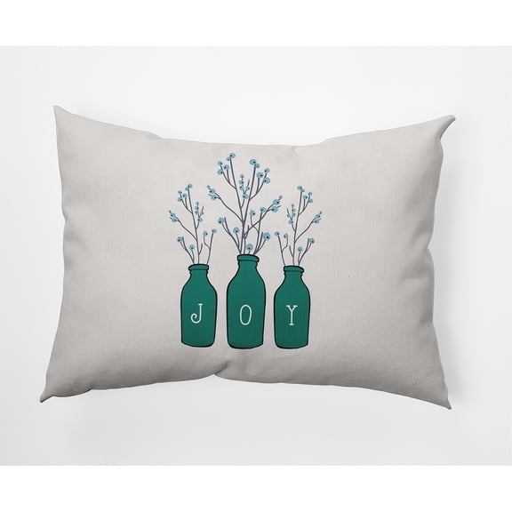 Simply Daisy Mint Colored Joy Christmas Soft Spun Polyester Decorative Throw Pillow, 14" x 20"