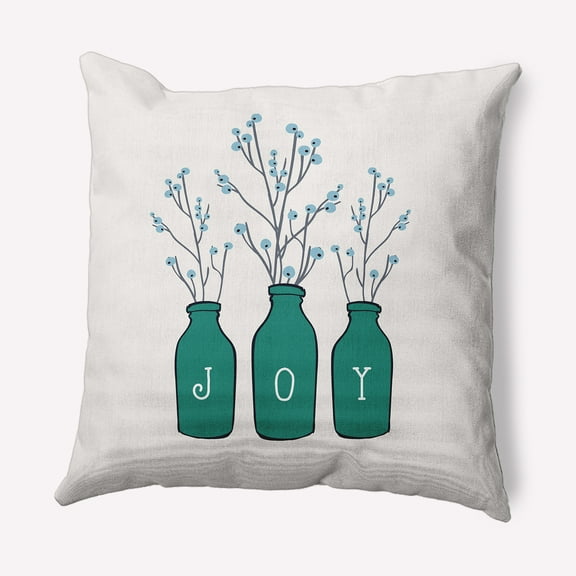 Simply Daisy Mint Colored Joy Christmas Soft Spun Polyester Decorative Throw Pillow, 20" x 20"