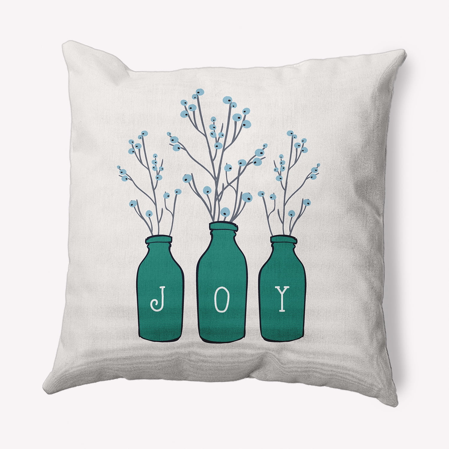 Simply Daisy Mint Colored Joy Christmas Soft Spun Polyester Indoor/Outdoor Throw Pillow, 18" x 18"