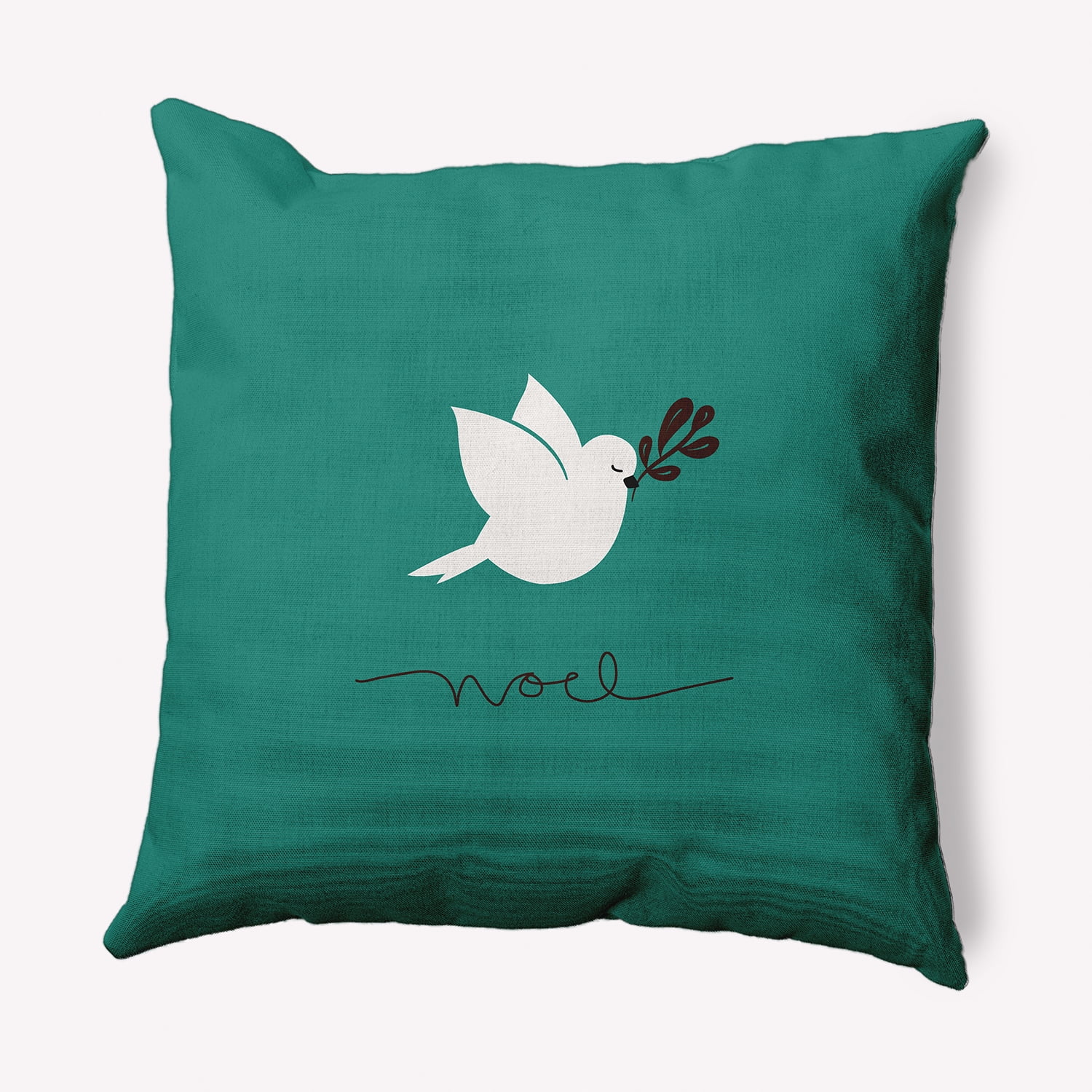 Simply Daisy Mint Colored Noel Bird Christmas Soft Spun Polyester Decorative Throw Pillow, 20" x 20"