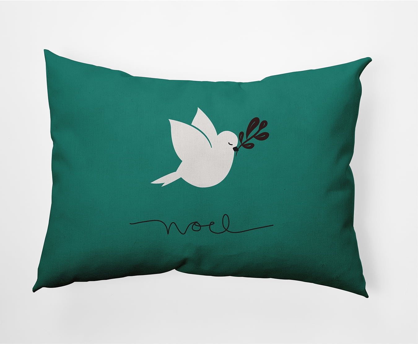 Simply Daisy Mint Colored Noel Bird Christmas Soft Spun Polyester Indoor/Outdoor Throw Pillow, 14" x 20"
