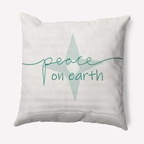 Simply Daisy Mint Colored Peace on Earth Christmas Soft Spun Polyester Decorative Throw Pillow, 16" x 16"