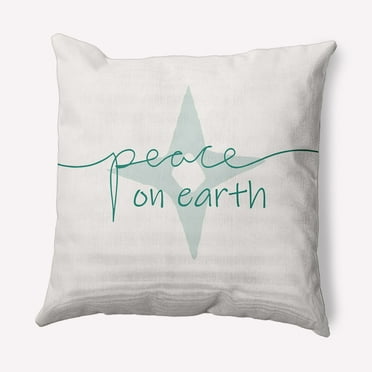 Simply Daisy Mint Colored Peace on Earth Christmas Soft Spun Polyester Decorative Throw Pillow, 16" x 16"