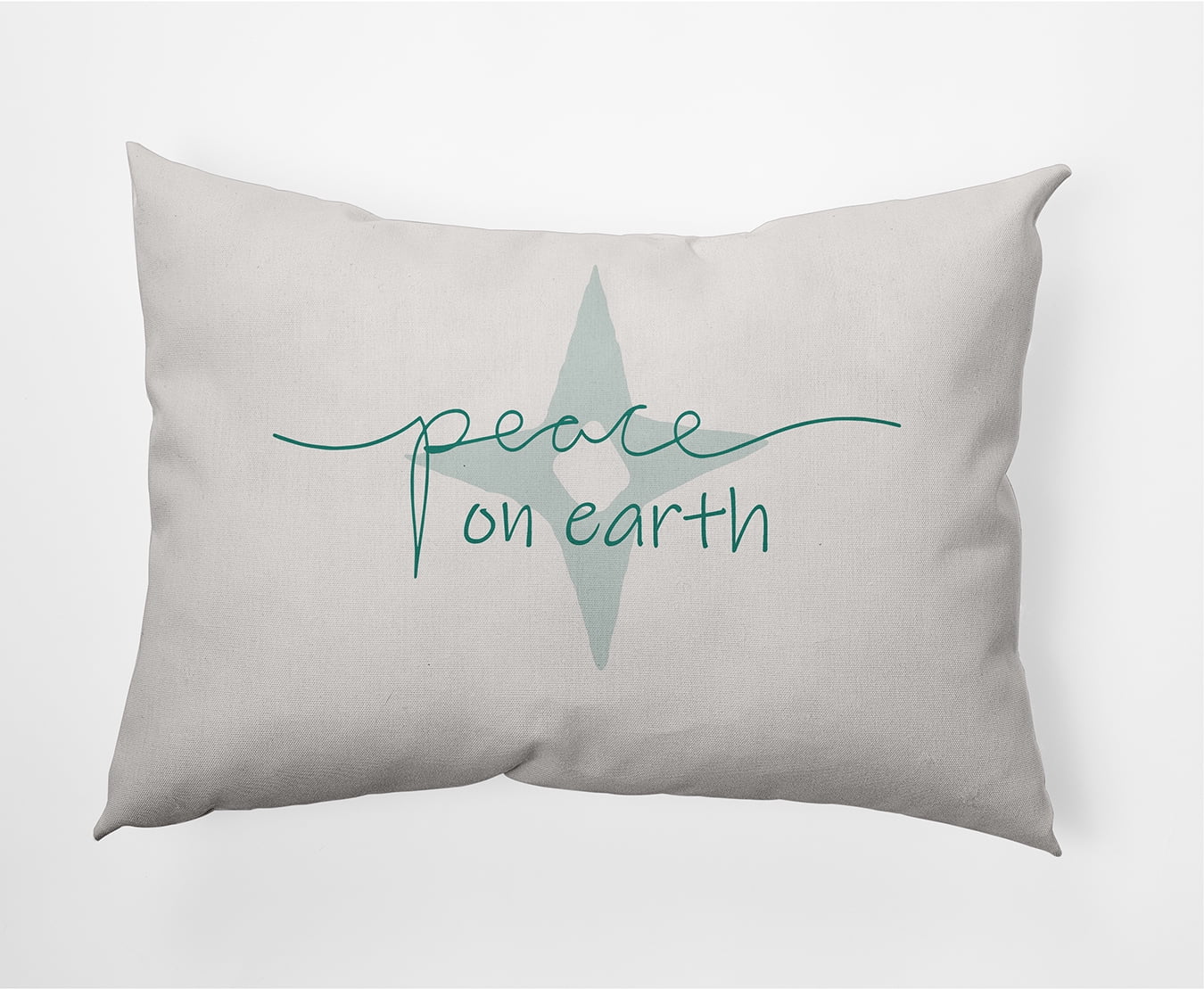 Simply Daisy Mint Colored Peace on Earth Christmas Soft Spun Polyester Indoor/Outdoor Throw Pillow, 14" x 20"