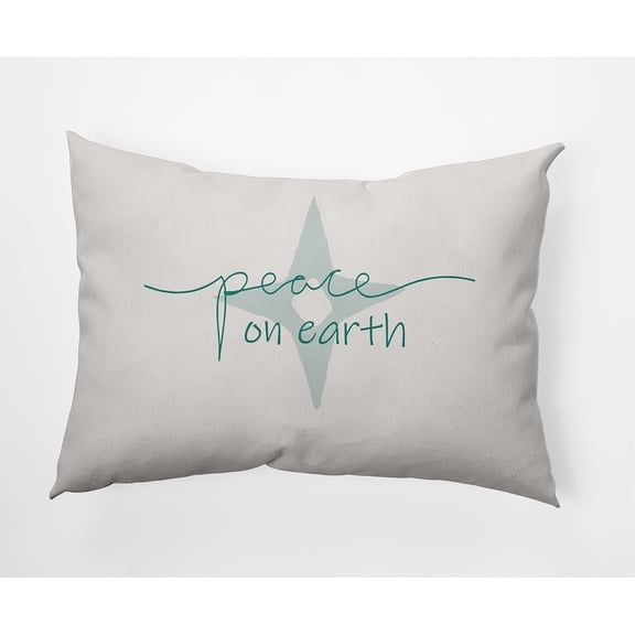 Simply Daisy Mint Colored Peace on Earth Christmas Soft Spun Polyester Indoor/Outdoor Throw Pillow, 14" x 20"