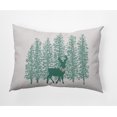 thumbnail image 1 of Simply Daisy Mint Colored Reindeer Through the Woods Winter Soft Spun Polyester Decorative Throw Pillow, 14" x 20", 1 of 3