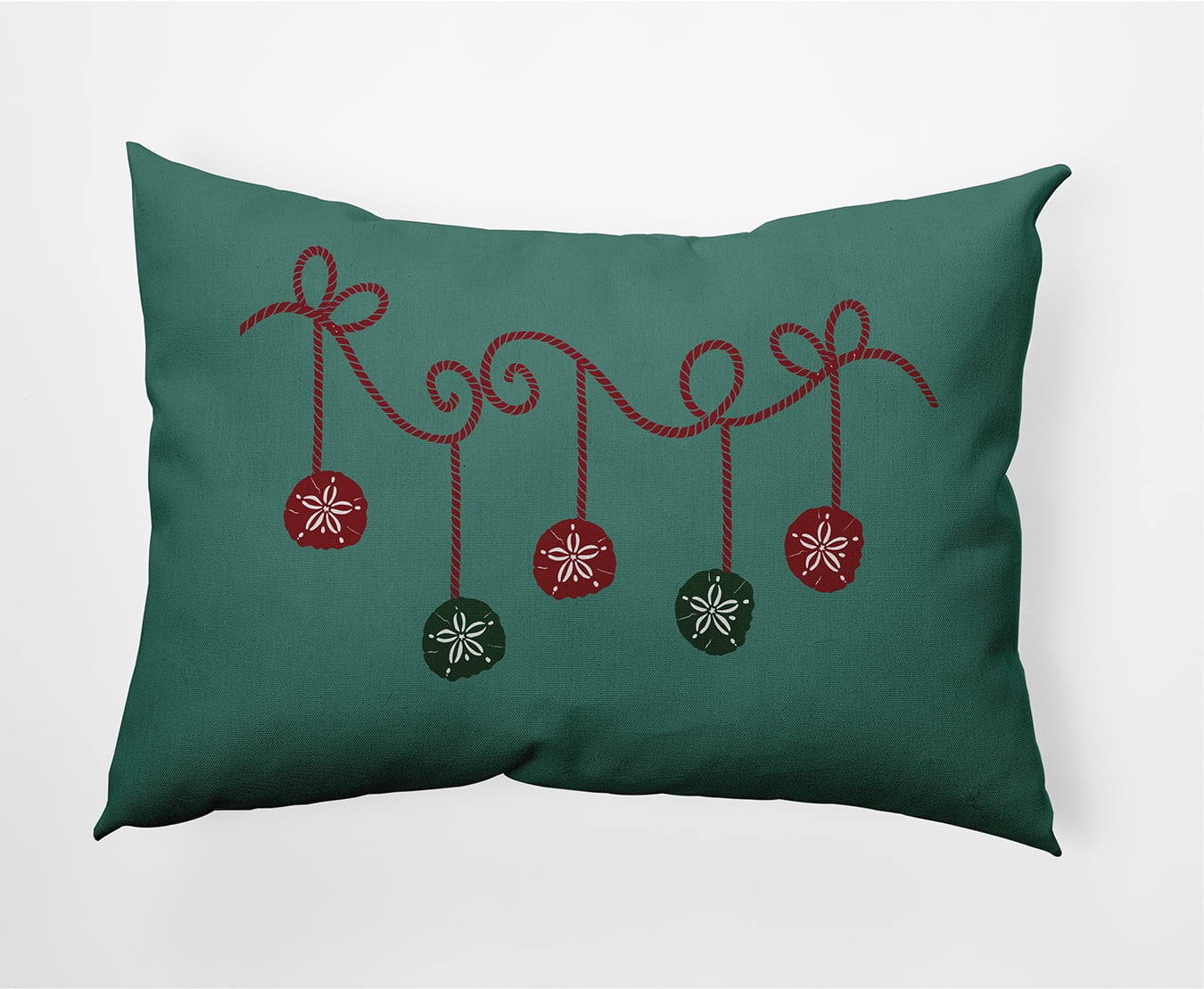 Simply Daisy Mint Colored Sanddollar Ornaments Christmas Soft Spun Polyester Decorative Throw Pillow, 14" x 20"