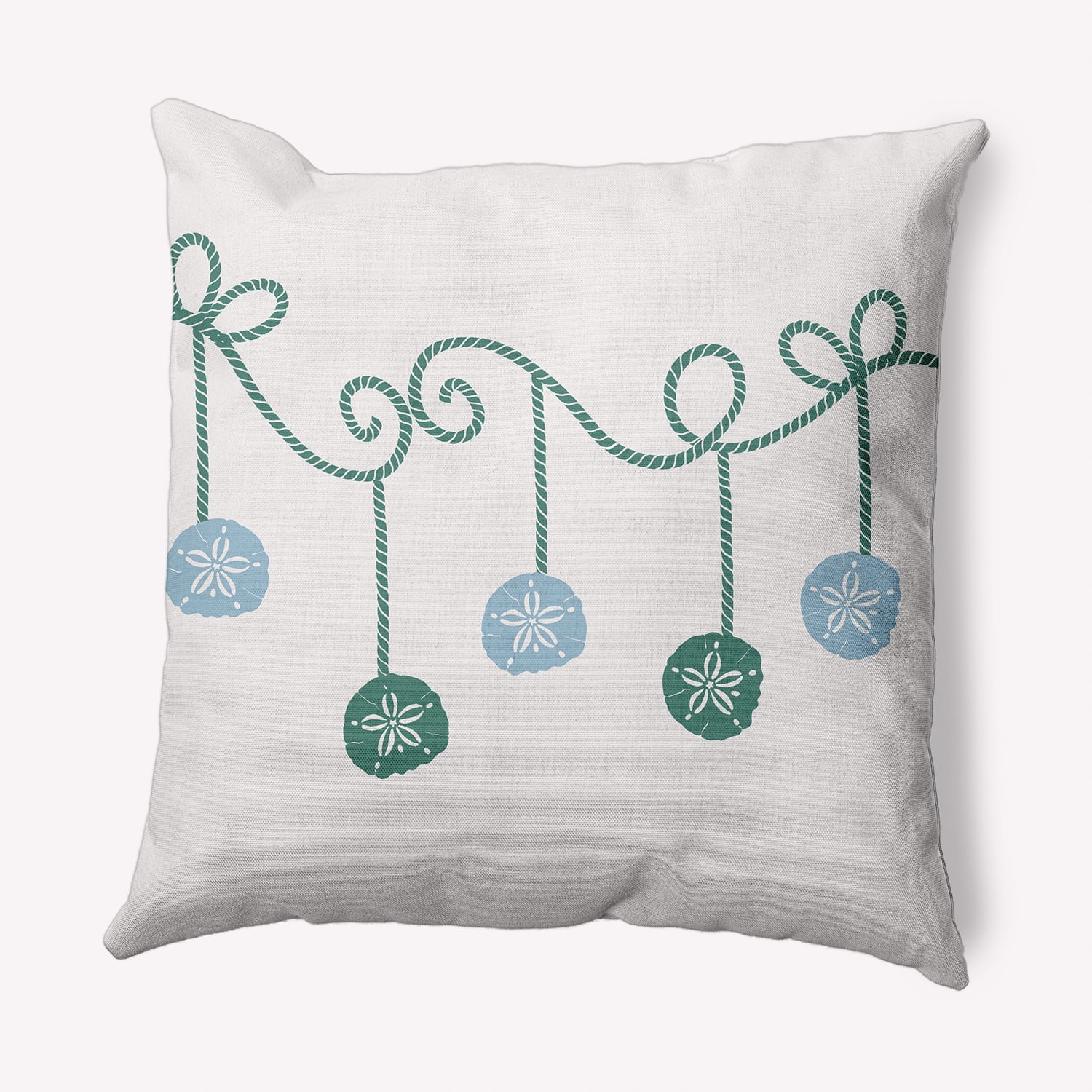 Simply Daisy Mint Colored Sanddollar Ornaments Christmas Soft Spun Polyester Decorative Throw Pillow, 18" x 18"