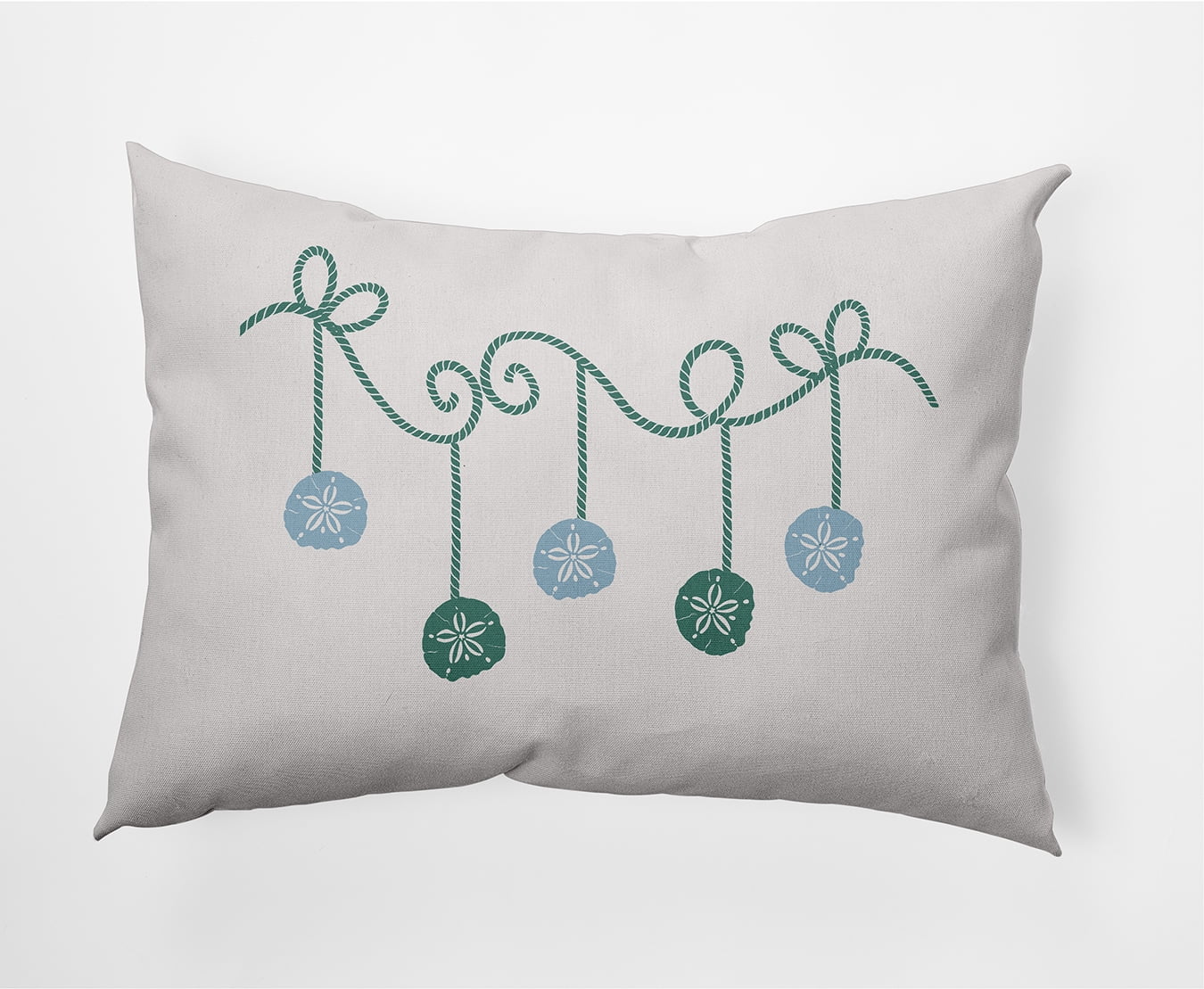 Simply Daisy Mint Colored Sanddollar Ornaments Christmas Soft Spun Polyester Indoor/Outdoor Throw Pillow, 14" x 20"
