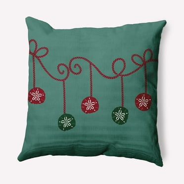Simply Daisy Mint Colored Sanddollar Ornaments Christmas Soft Spun Polyester Indoor/Outdoor Throw Pillow, 16" x 16"